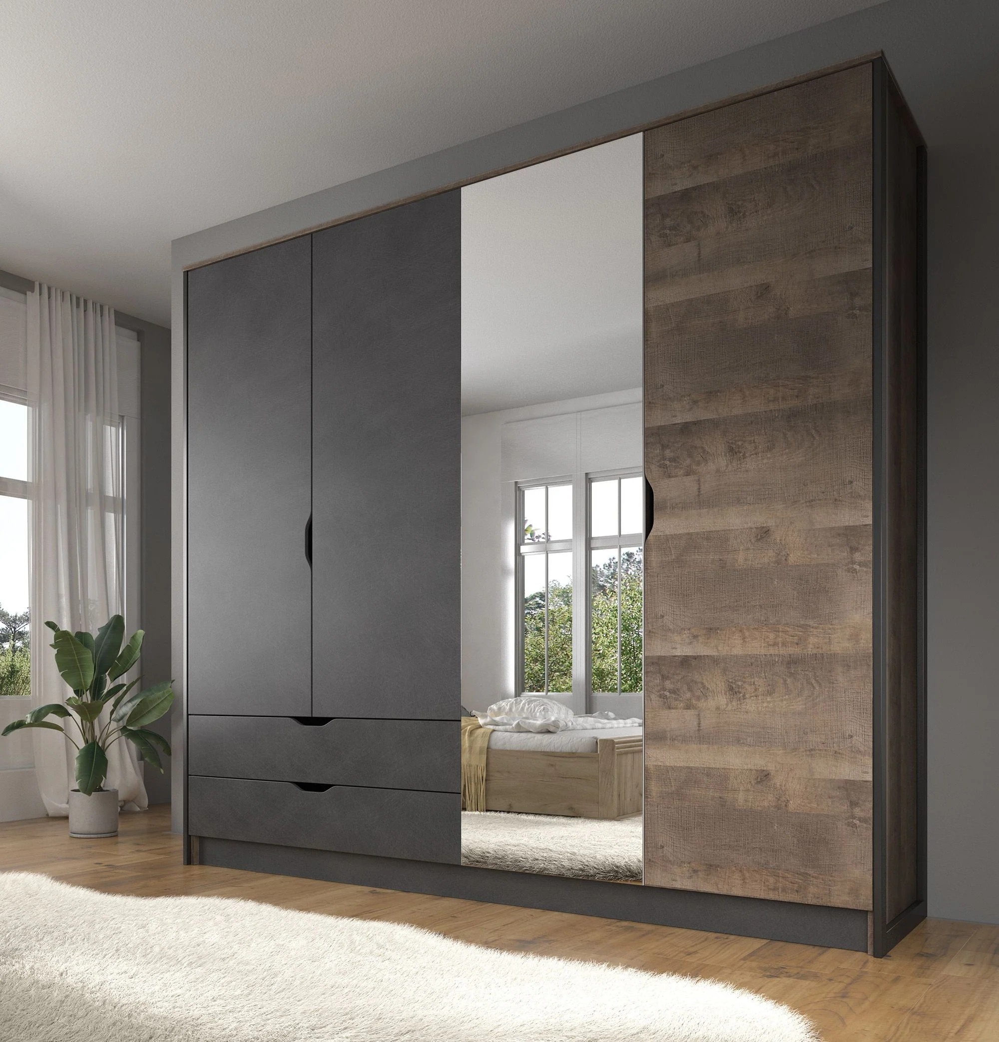 Acasia - Slaapkamer - Grijs/Eiken - 160x200 cm - Image 15