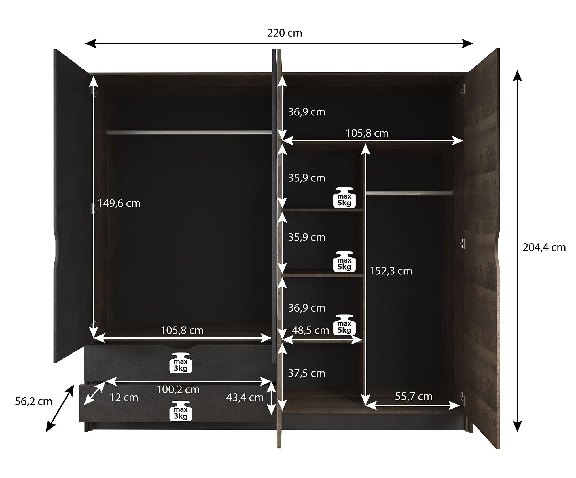 Acasia - Slaapkamer - Grijs/Eiken - 160x200 cm - Image 19