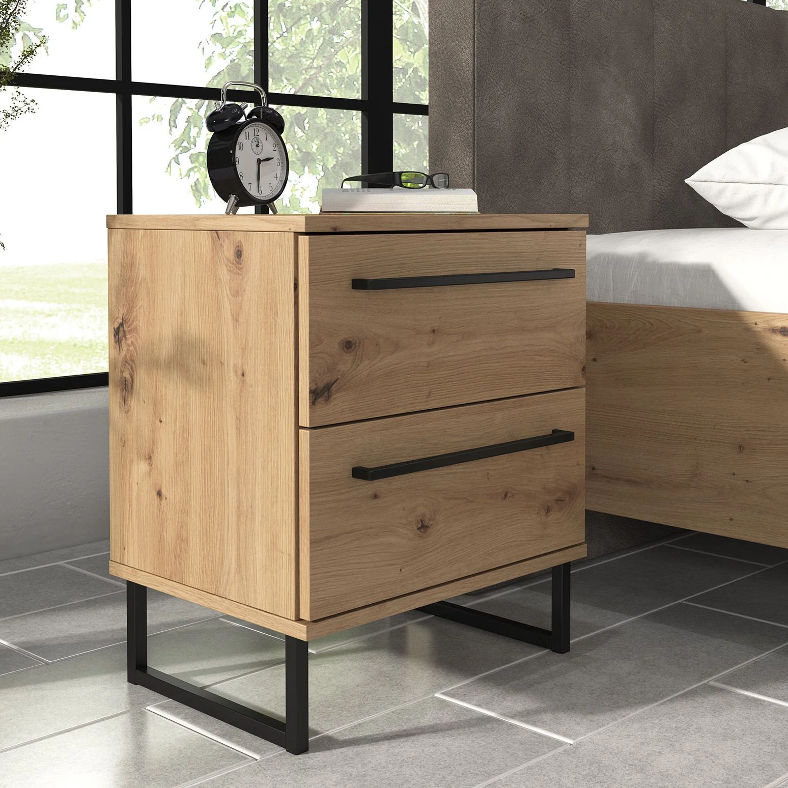 Saturn - Slaapkamer - Eiken - Zwart - 160 - Groot - Image 10