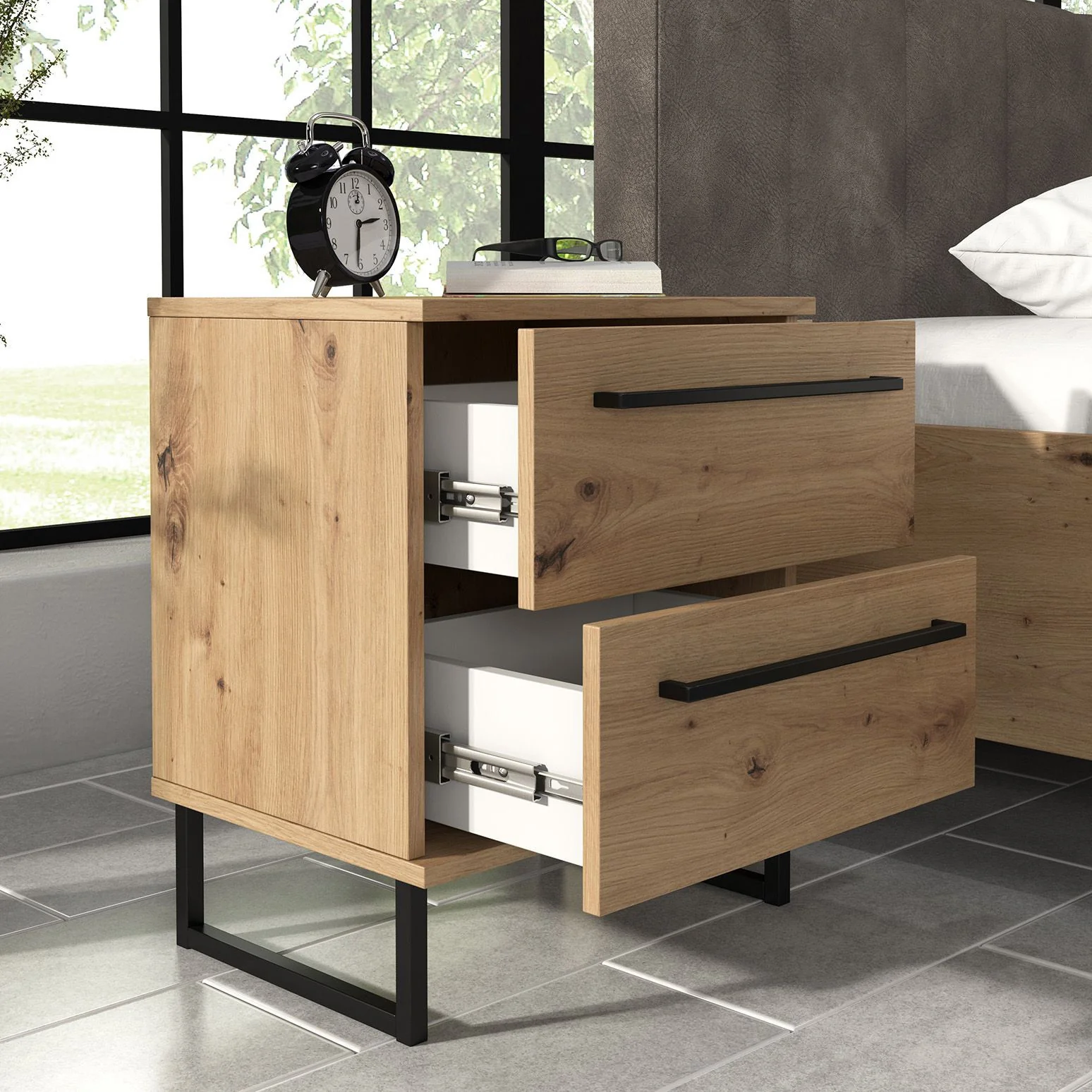 Saturn - Slaapkamer - Eiken - Zwart - 160 - Groot - Image 11