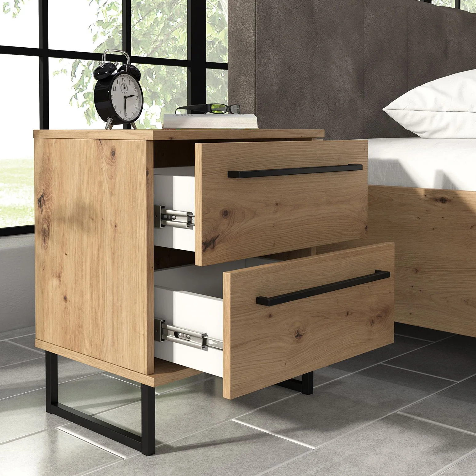 Saturn - Slaapkamer - Eiken - Zwart - 180 - Groot - Image 11
