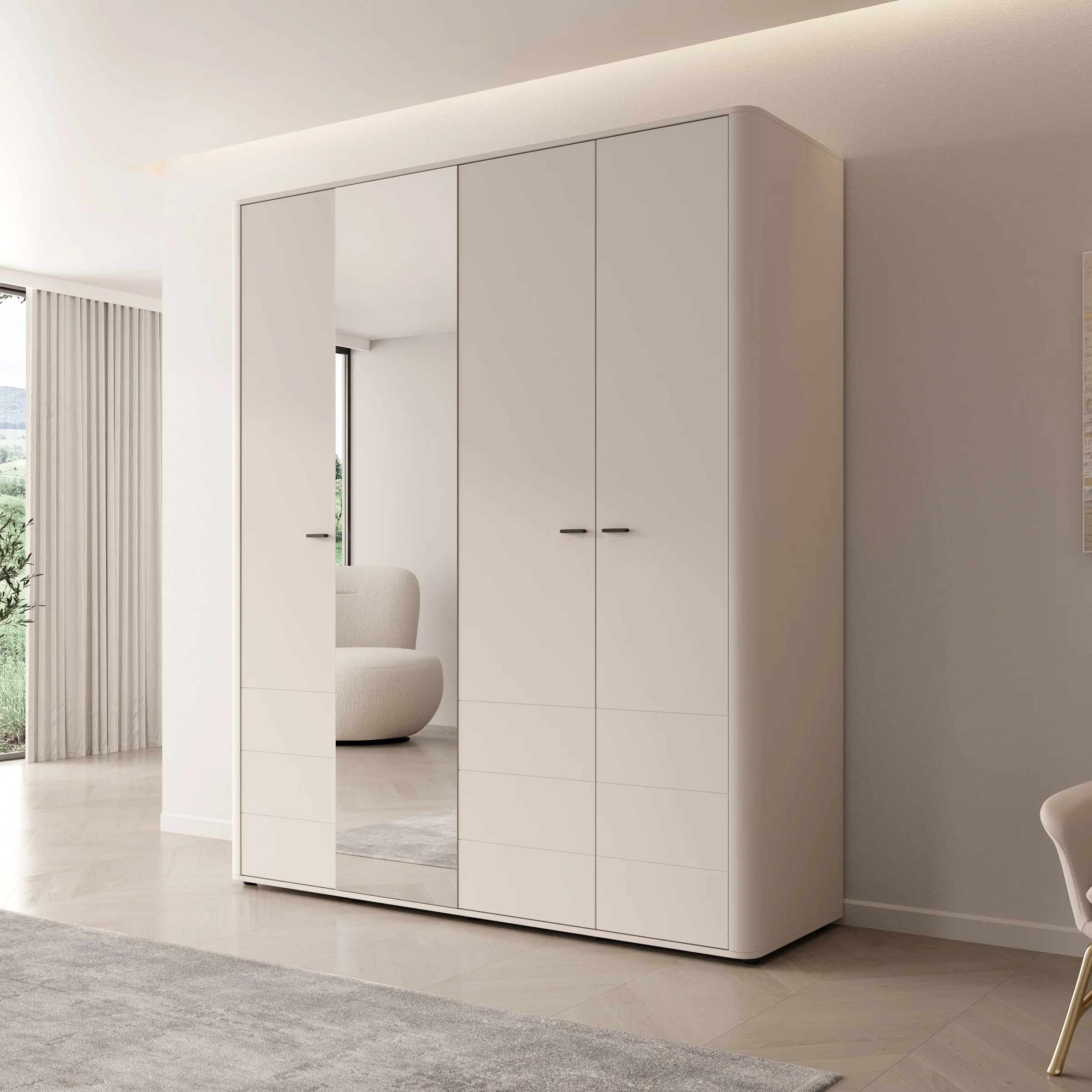 Sorello - Kledingkast 4 deurs - Beige - 180x56x211 cm