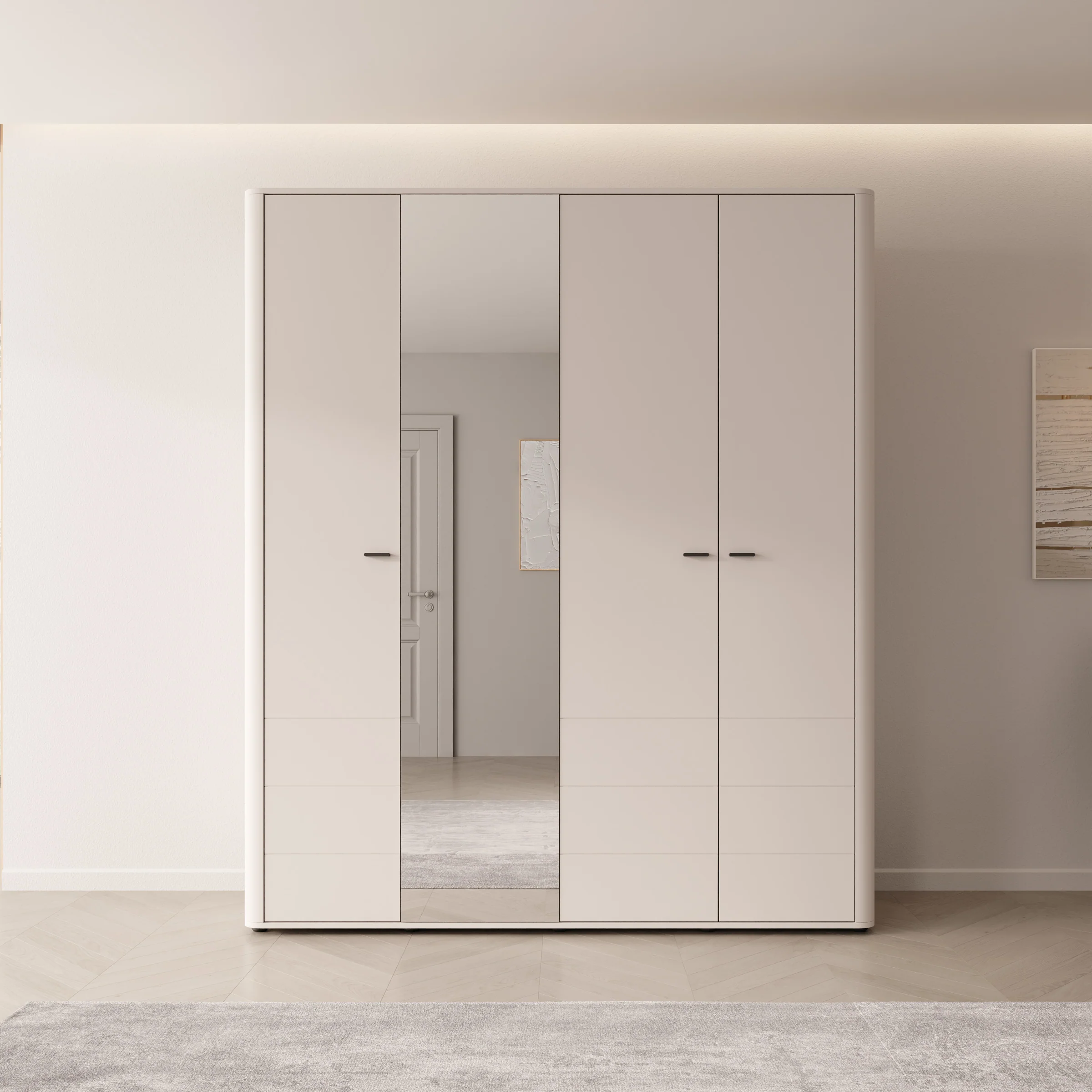 Sorello - Kledingkast 4 deurs - Beige - 180x56x211 cm - Image 3