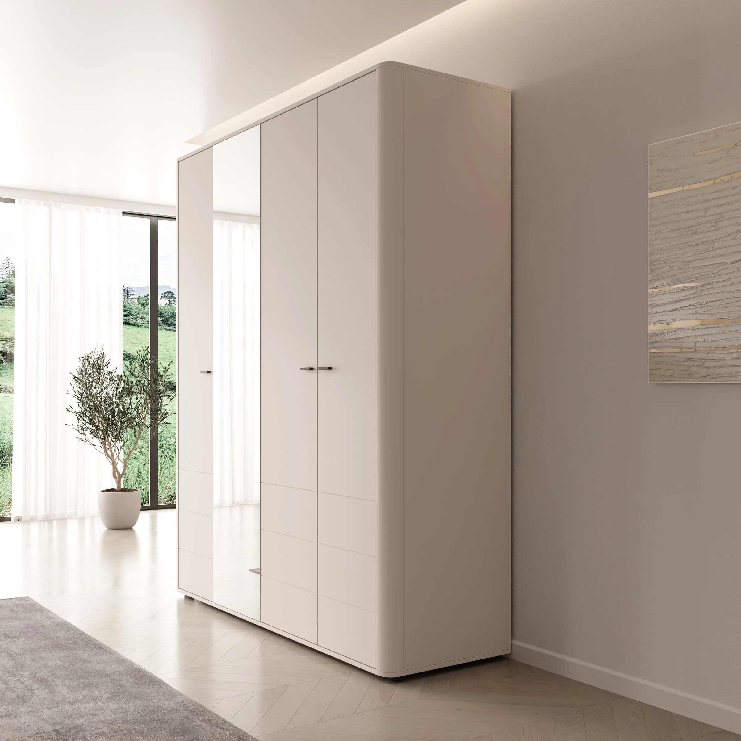Sorello - Kledingkast 4 deurs - Beige - 180x56x211 cm - Image 4