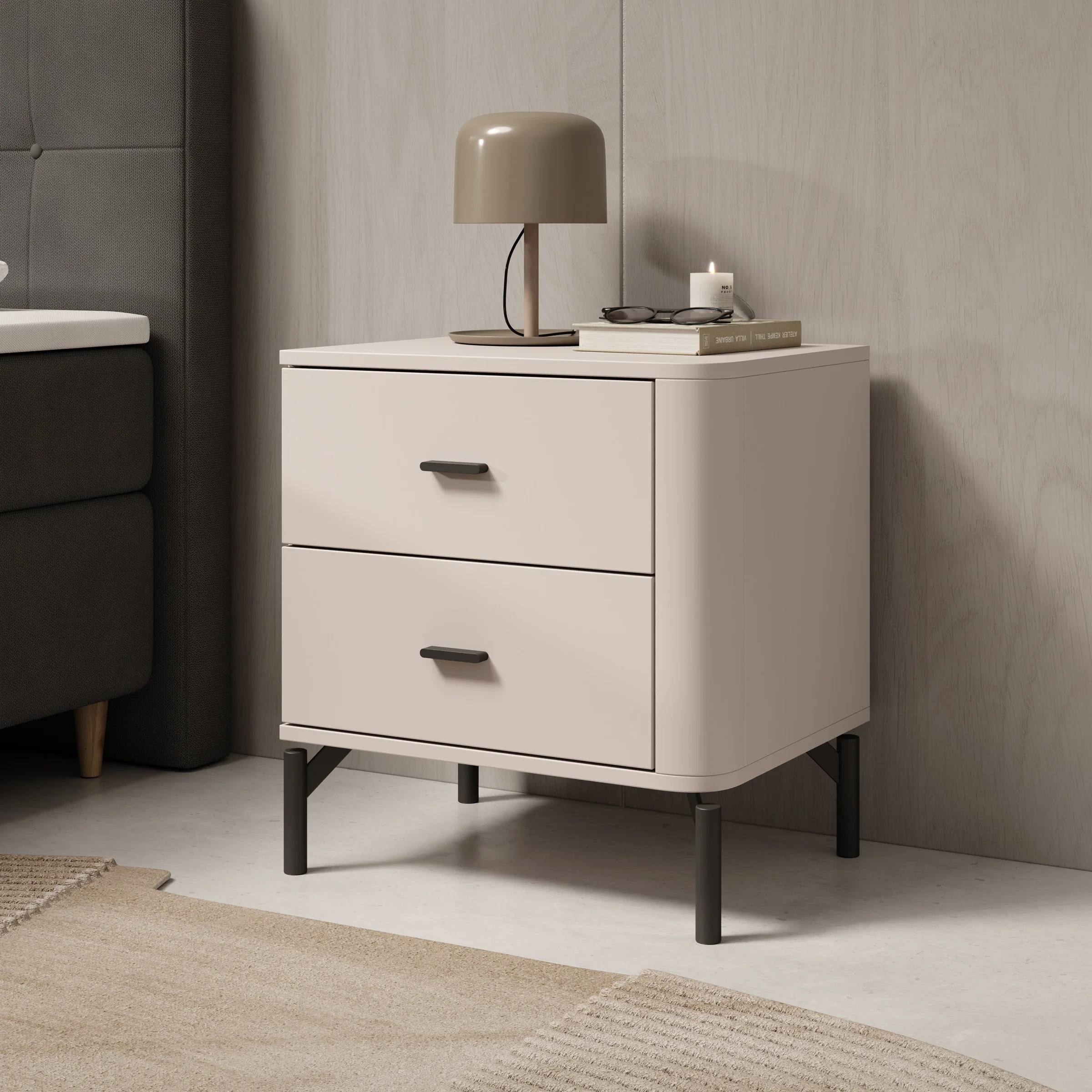 Sorello - Nachtkastje - Beige - 52x40x56 cm