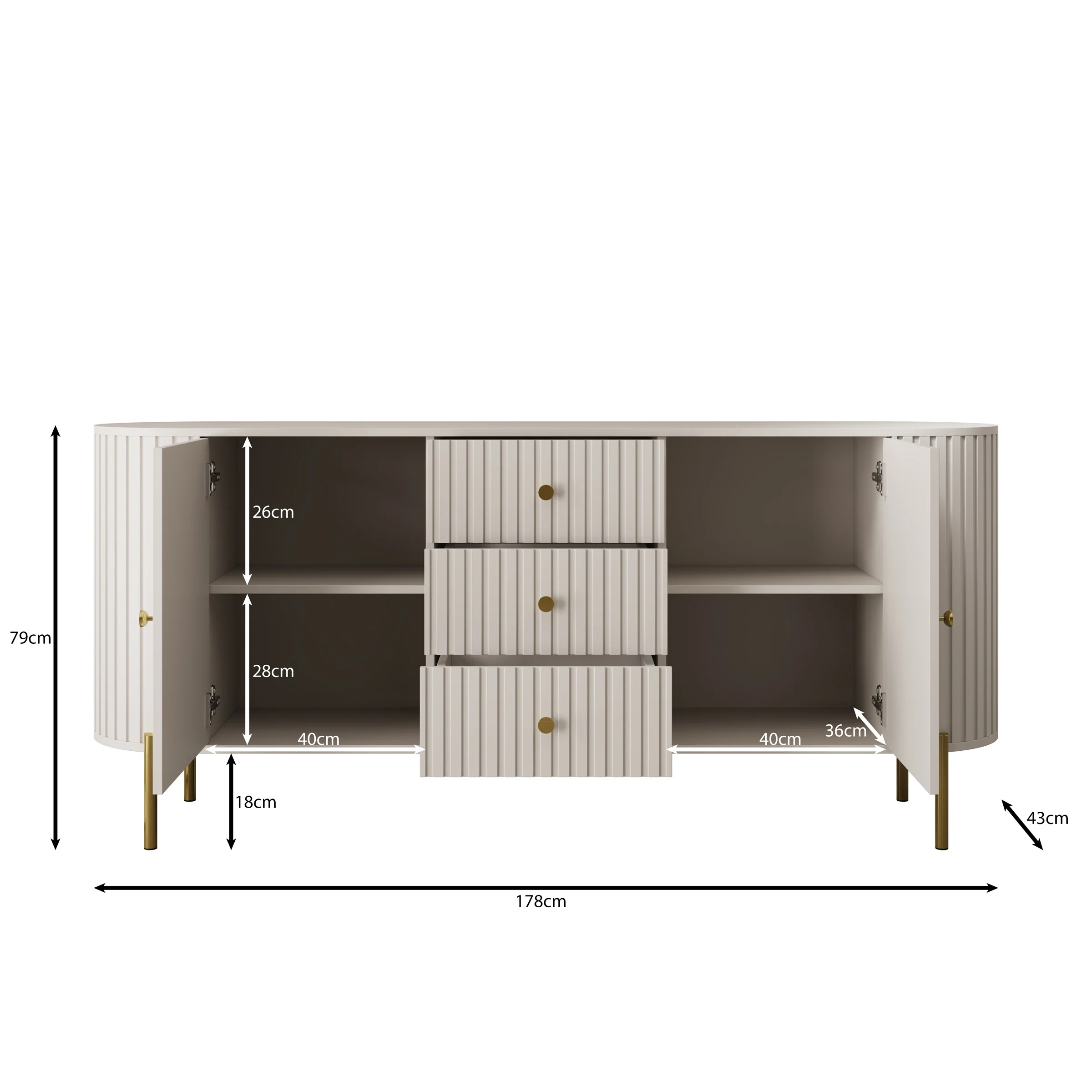Sorenna - Dressoir - Beige - 178x40x79 cm - Image 5