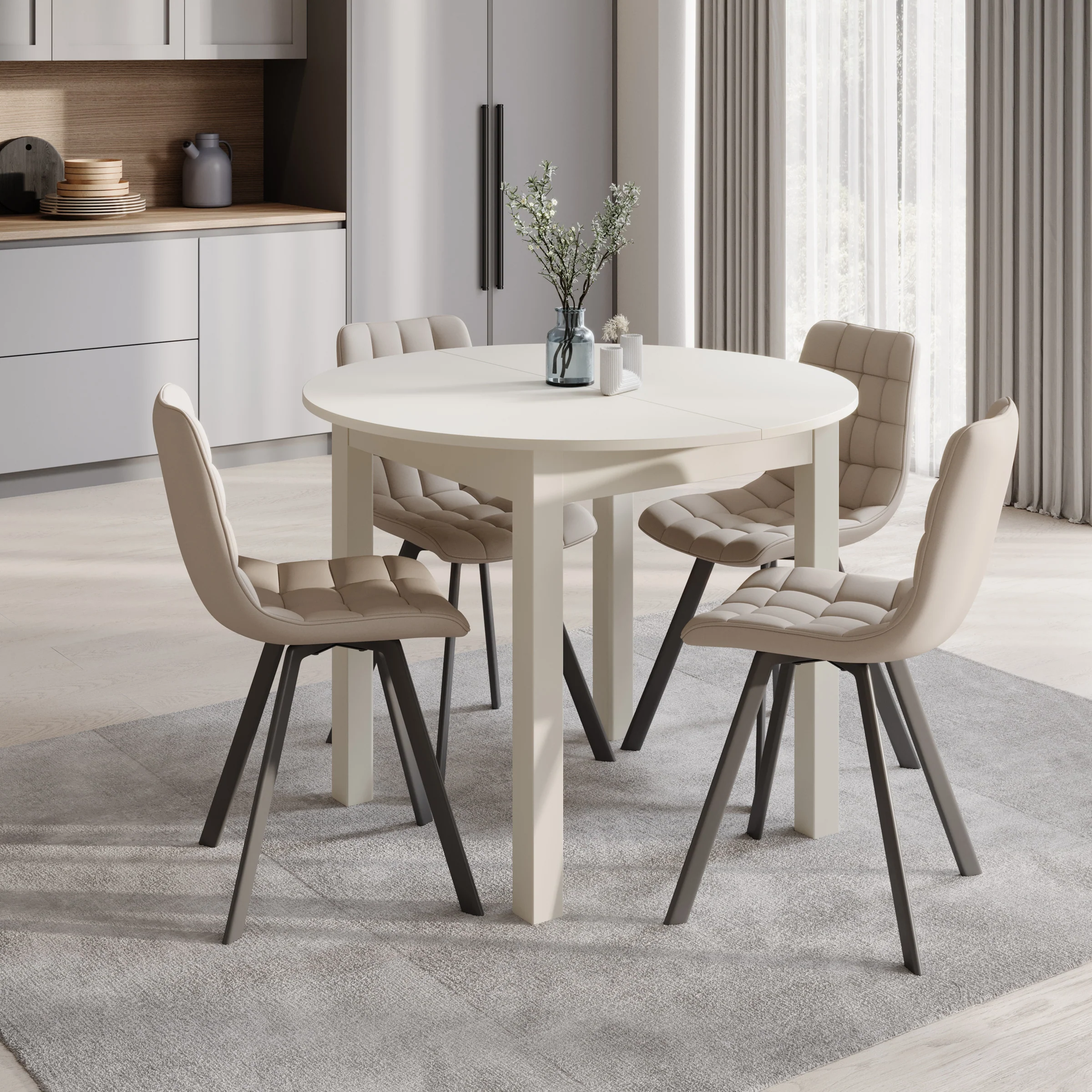 South - Eetkamertafel - Beige - 100x100x76 cm