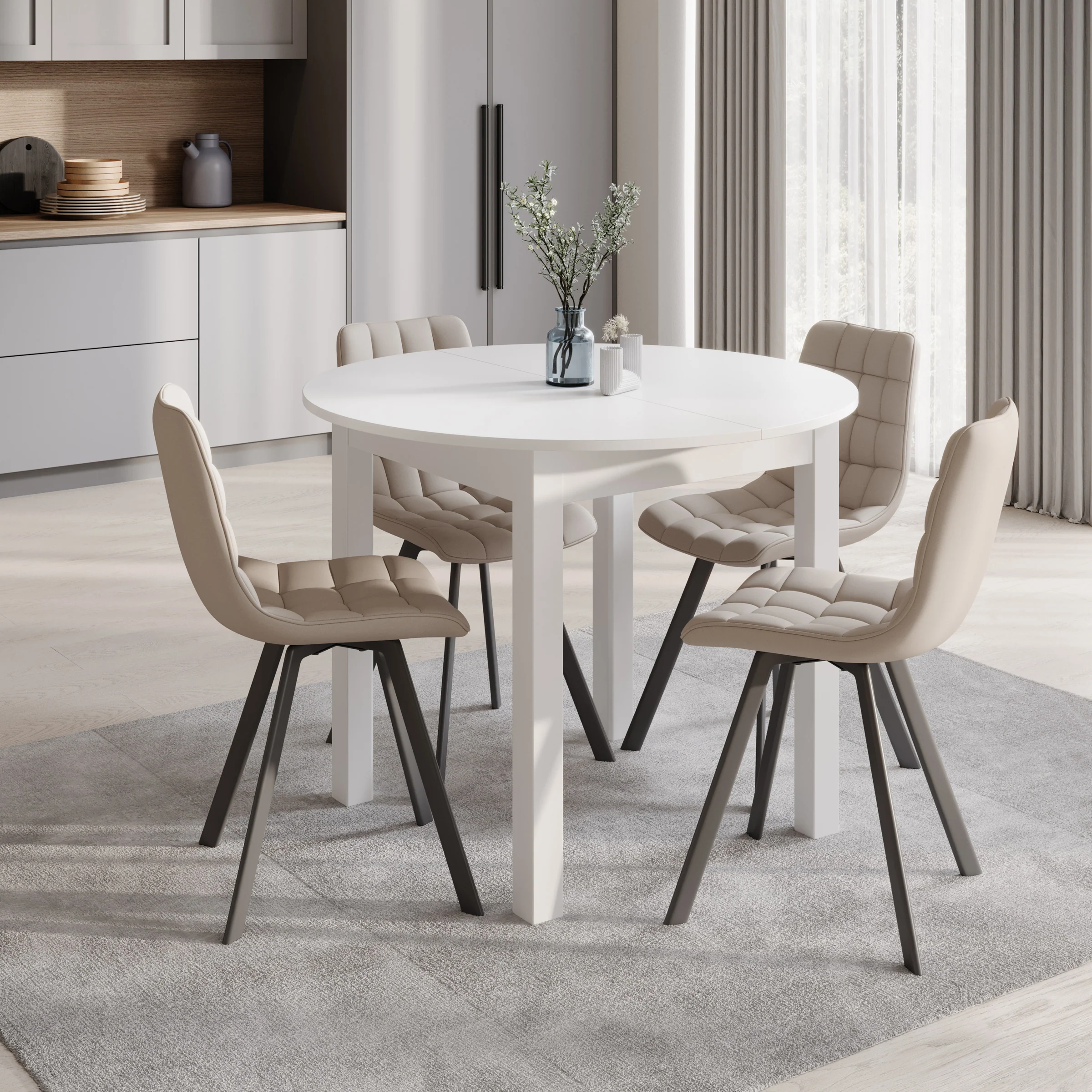 South - Eetkamertafel - Wit - 100x100x76 cm