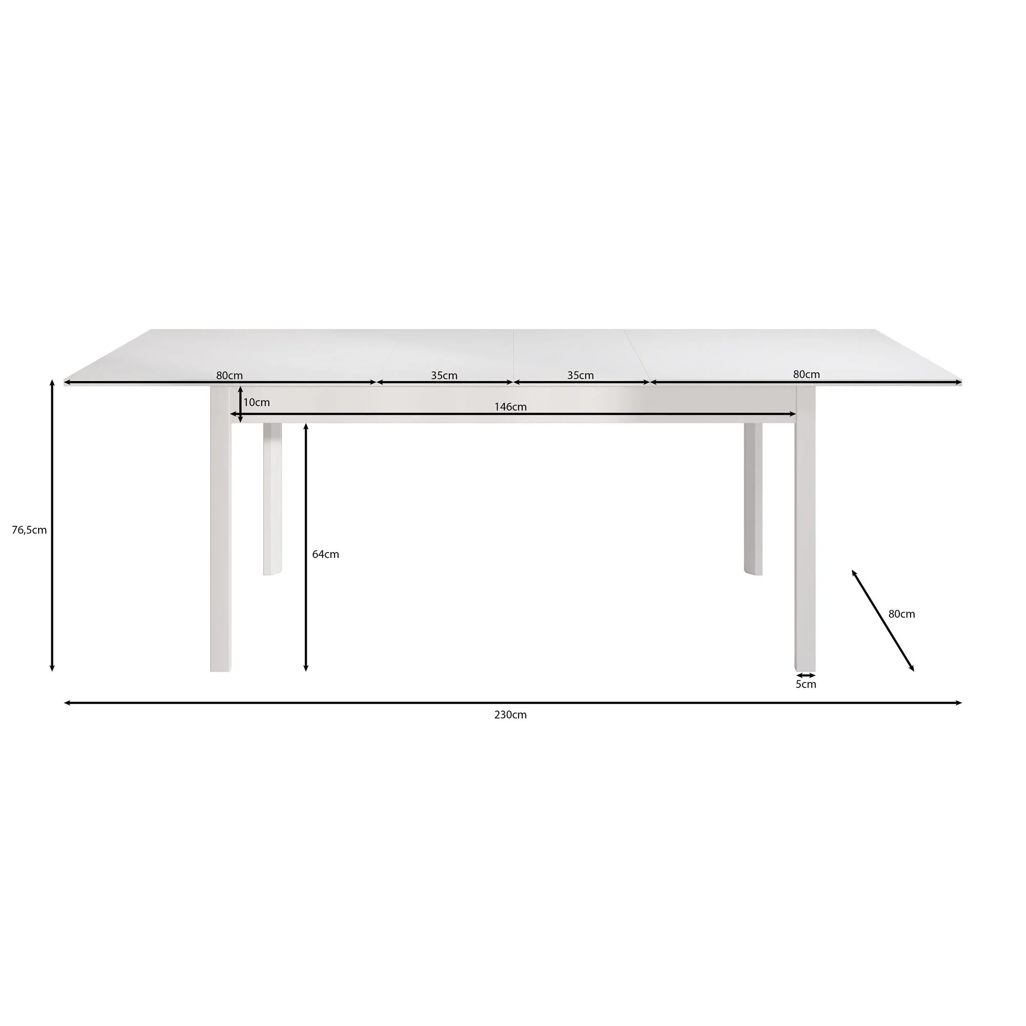 Steve - Eetkamertafel - Wit - 160x80x77 cm - Image 4
