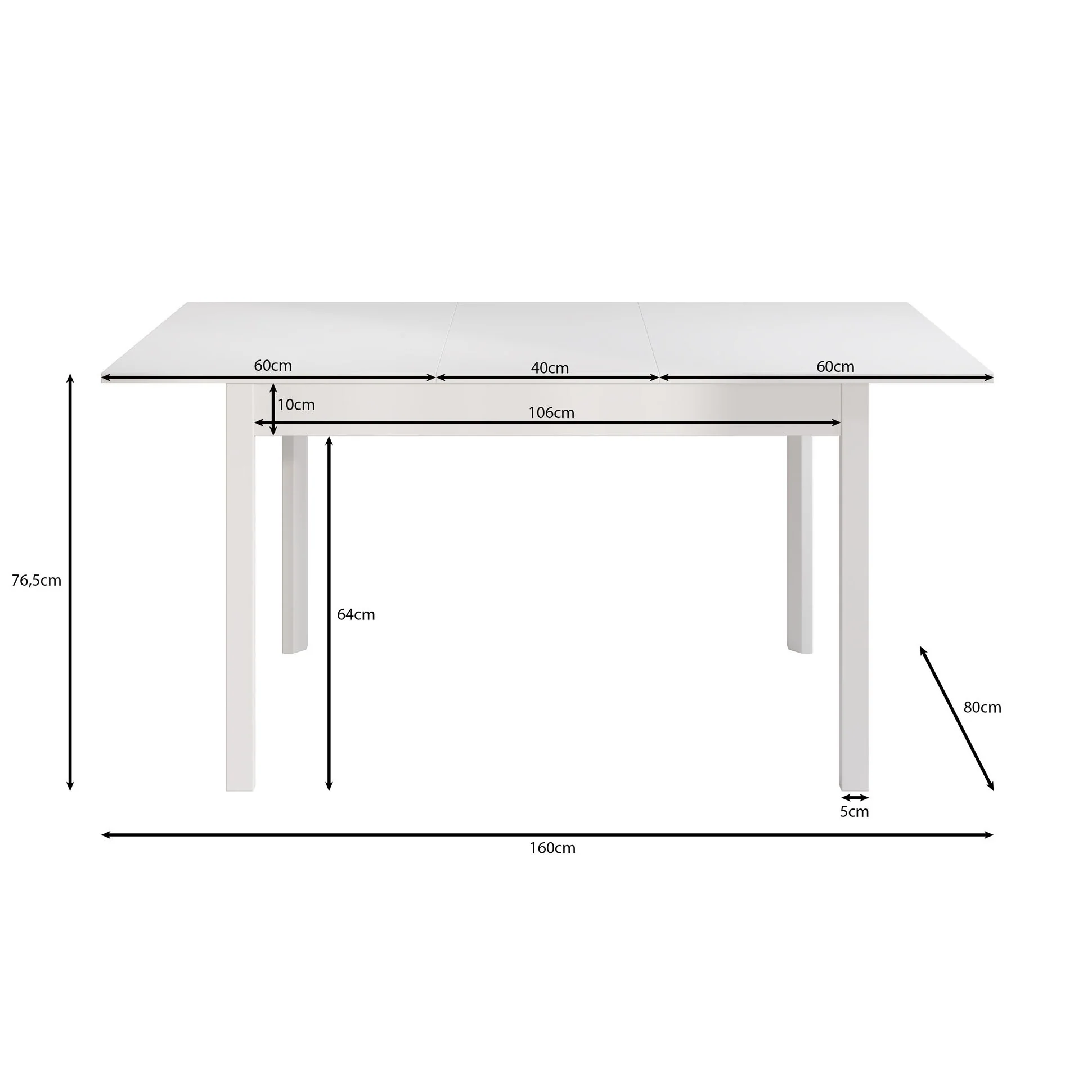 Steve - Eetkamertafel - Wit - 120x80x77 cm - Image 4