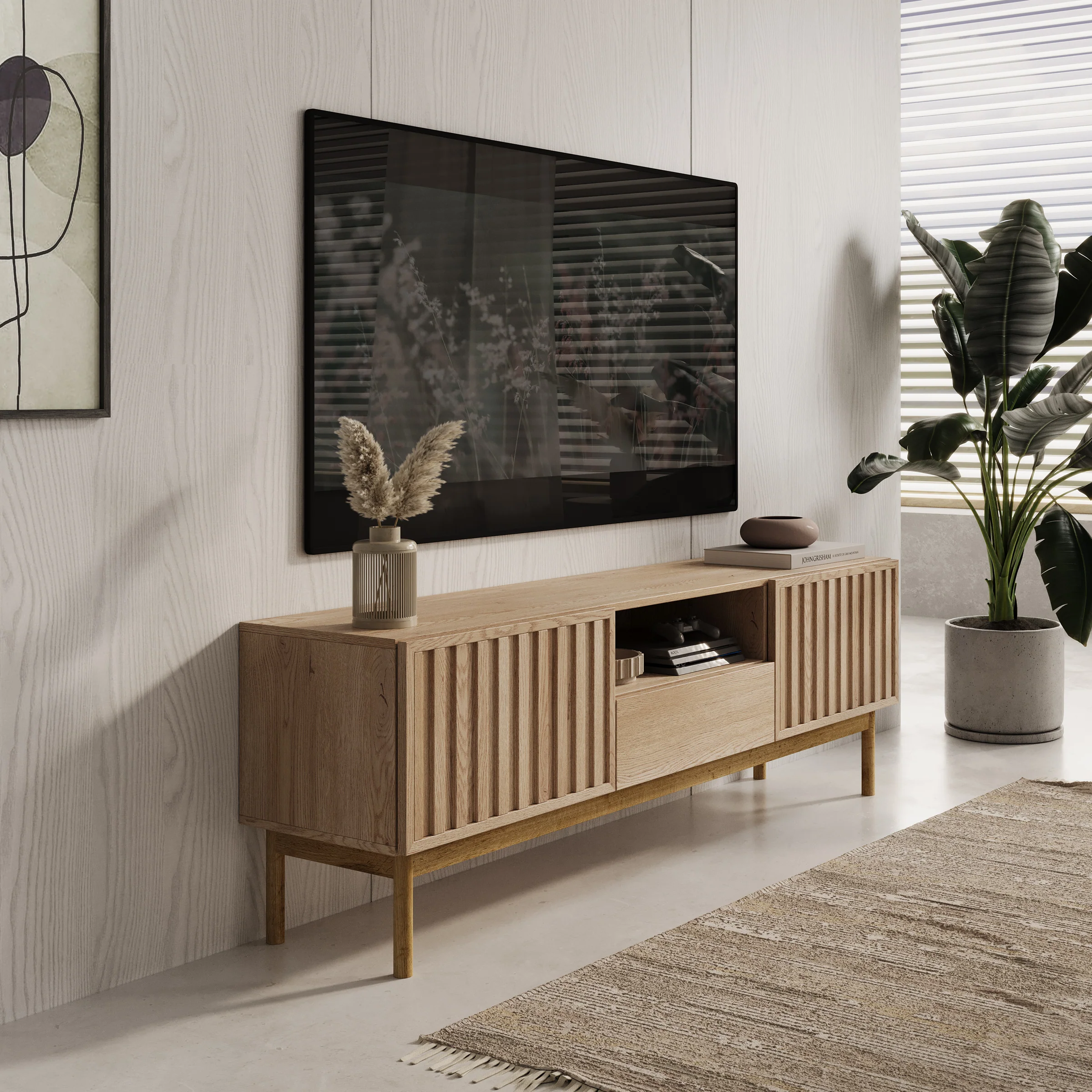 Storm - TV-Meubel met 2 deuren - Eiken - 159x37x53 cm - Image 4
