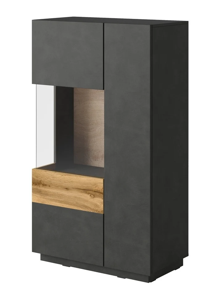 Sublime - Vitrinekast - Grijs/eiken - 80x40x138 cm - Image 7