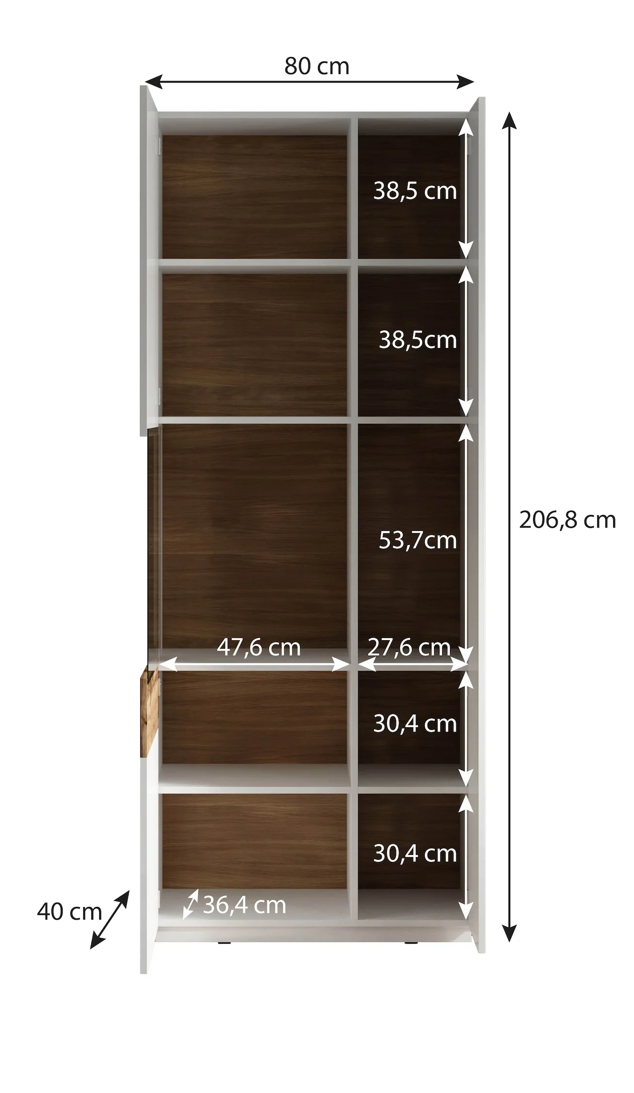Sublime - Vitrinekast - Grijs/eiken - 80x40x207 cm - Image 4