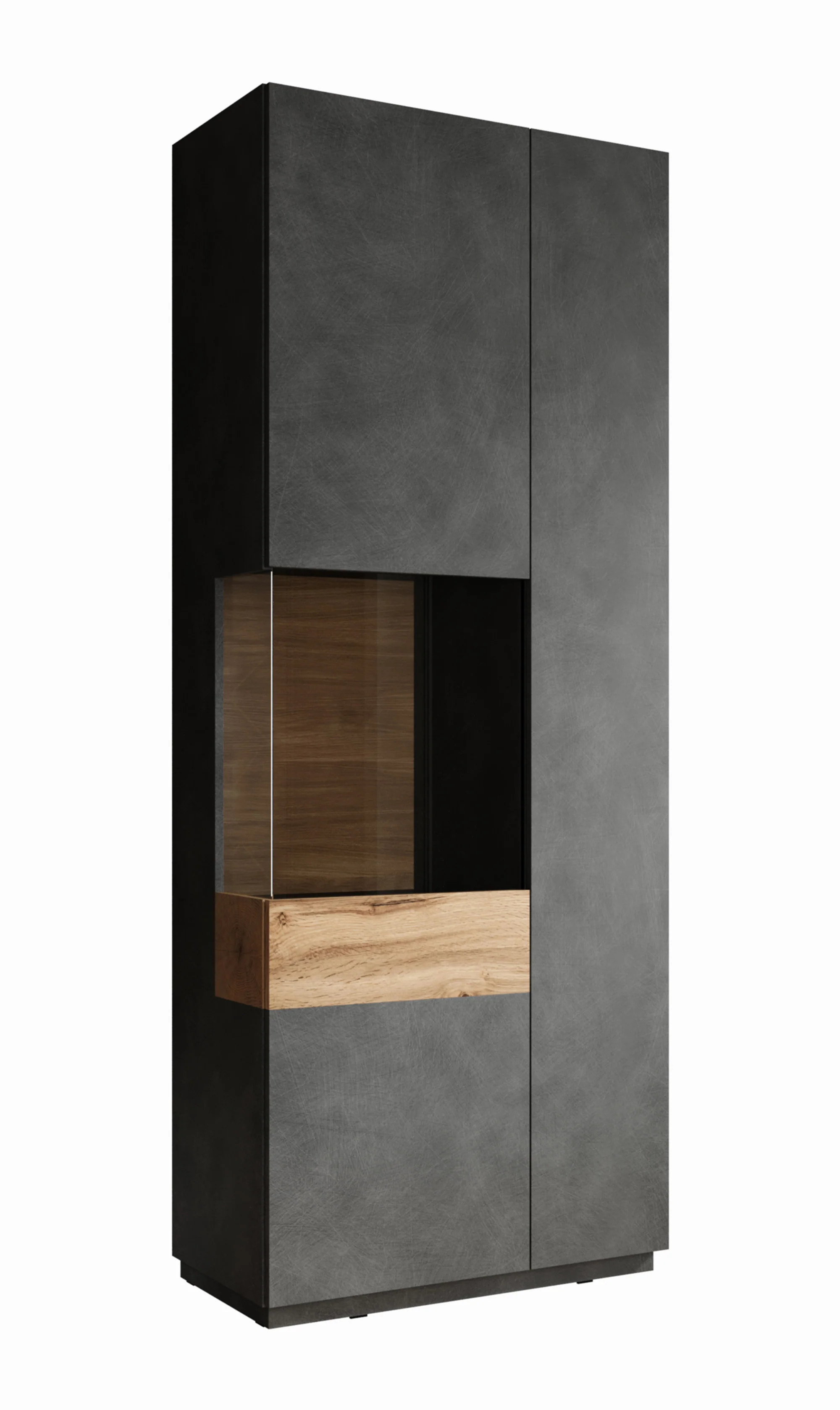 Sublime - Vitrinekast - Grijs/eiken - 80x40x207 cm - Image 6
