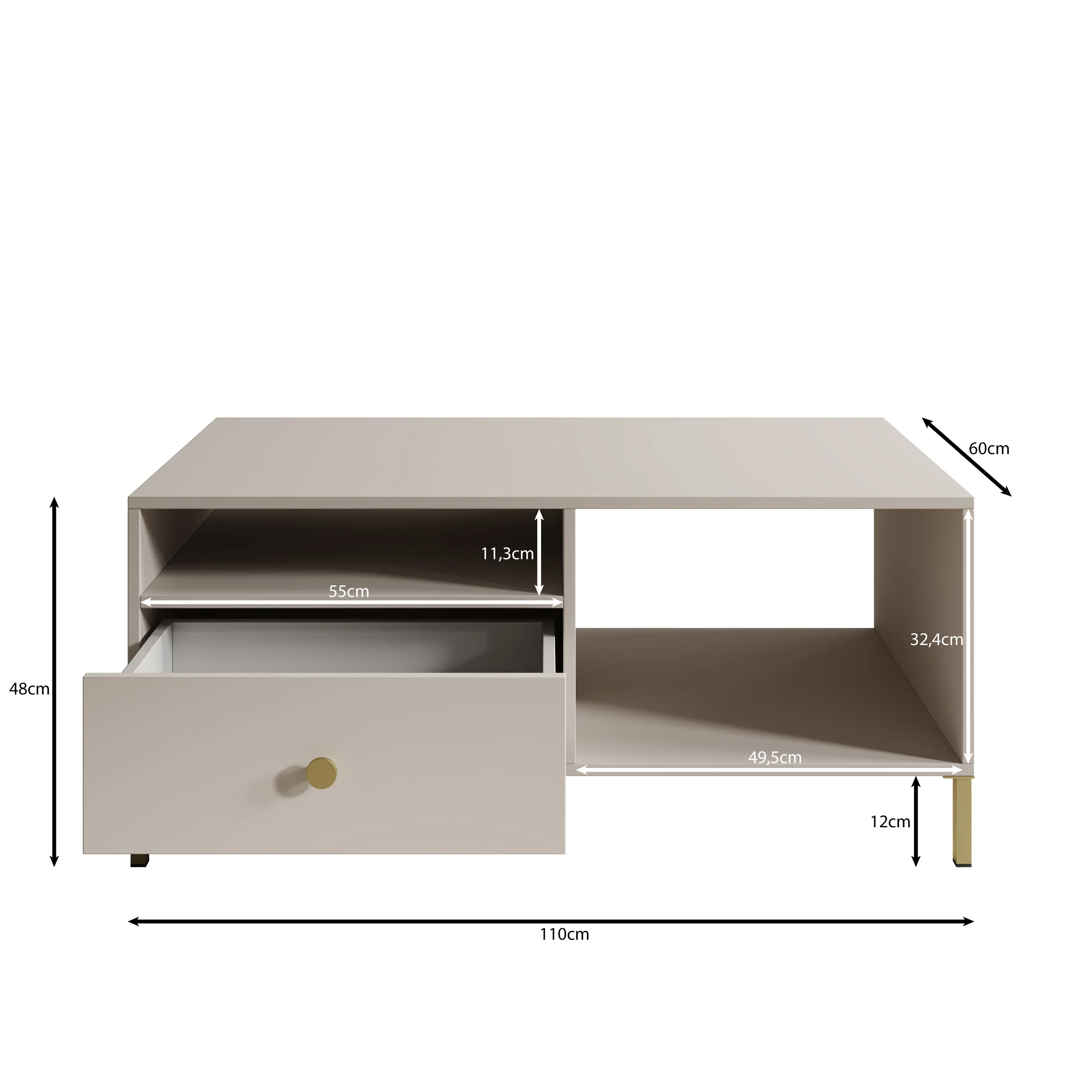 Syran - Salontafel - Beige - 110x60x48 cm - Image 5