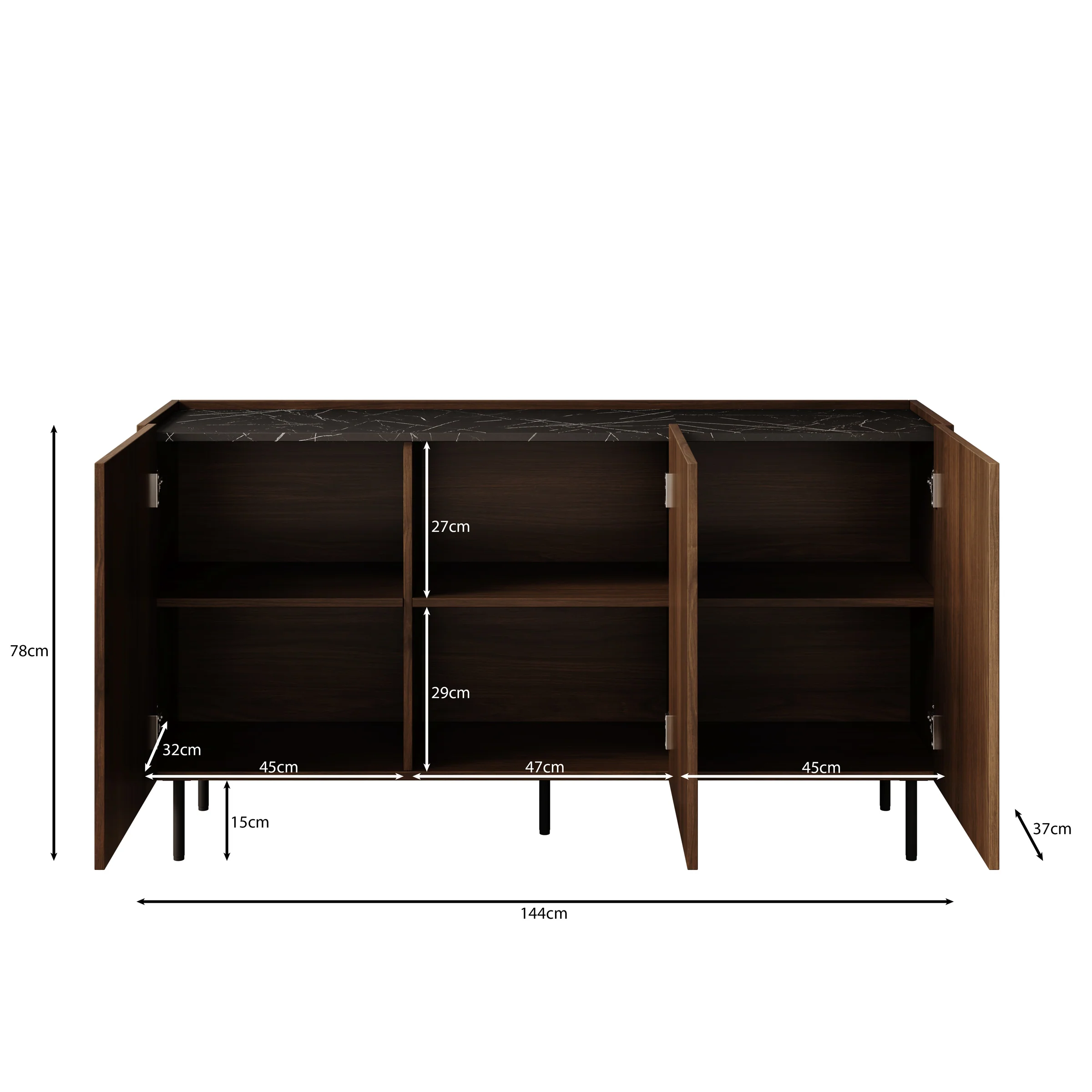 Tahiti - Dressoir - Donker eiken - 144x37x78 cm - Image 5