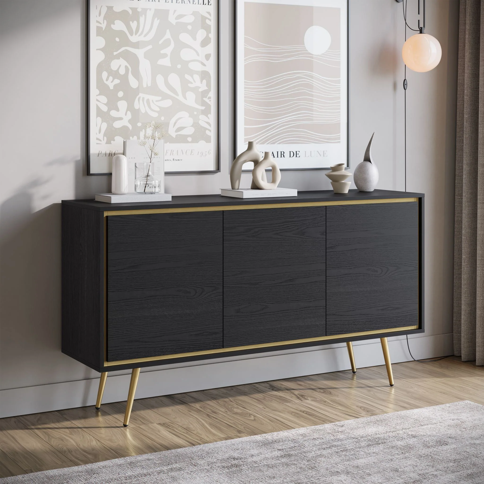 Tara - Dressoir - Zwart - 150x40x80 cm