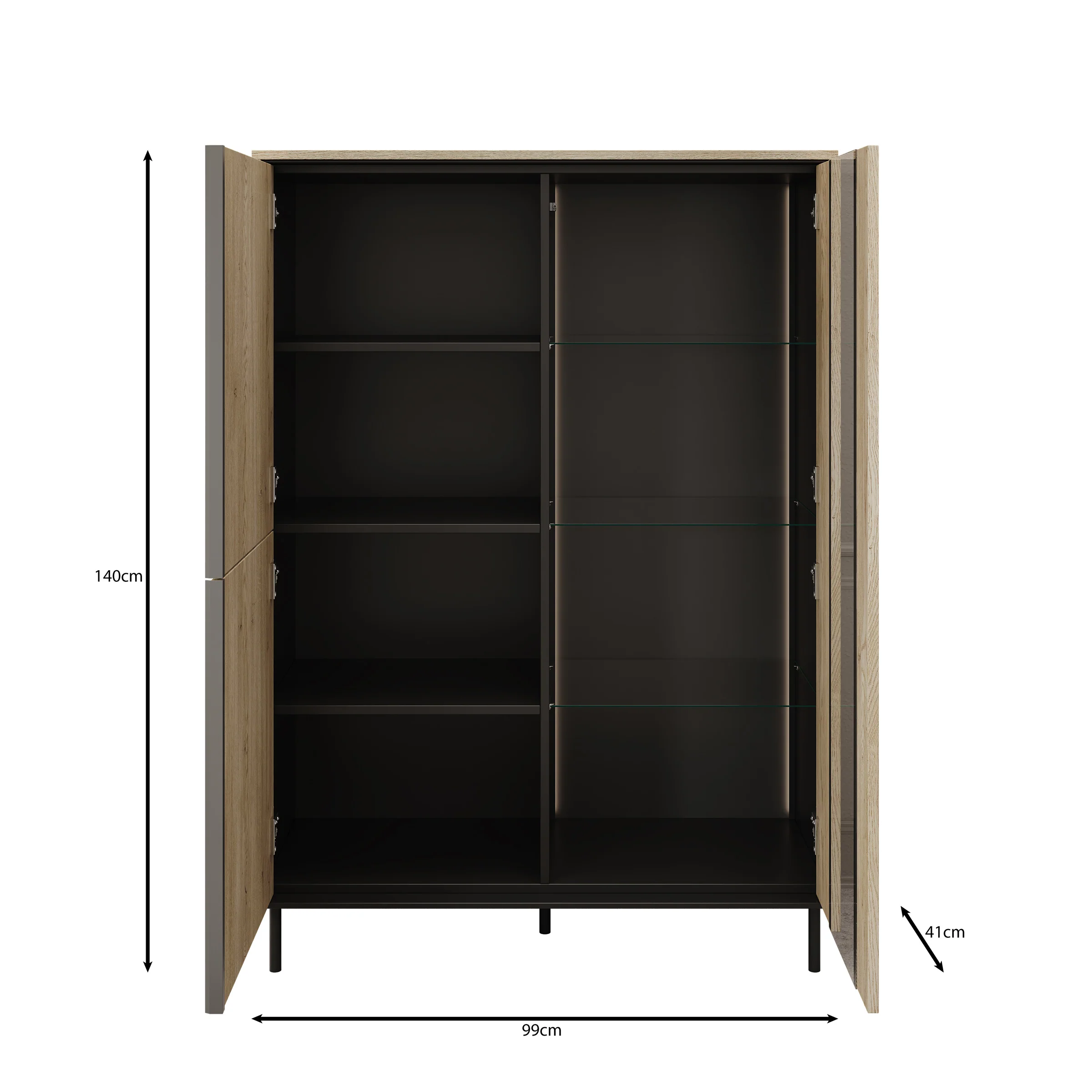 Tarello - Vitrinekast - Eikenpatroon - 99x41x140 cm - Image 5