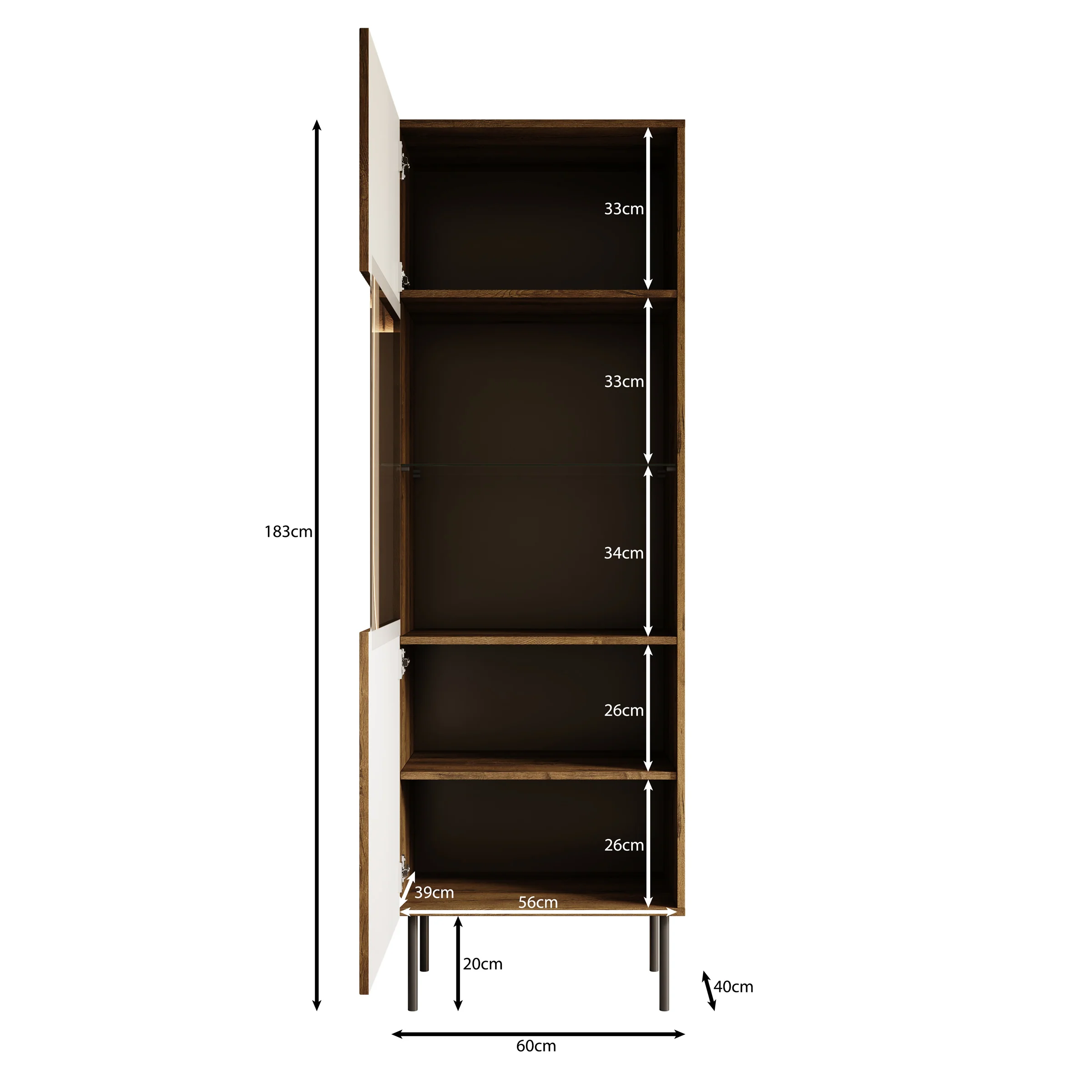 Tartagal - Vitrinekast - Donkerbruin - 60x40x183 cm - Image 5