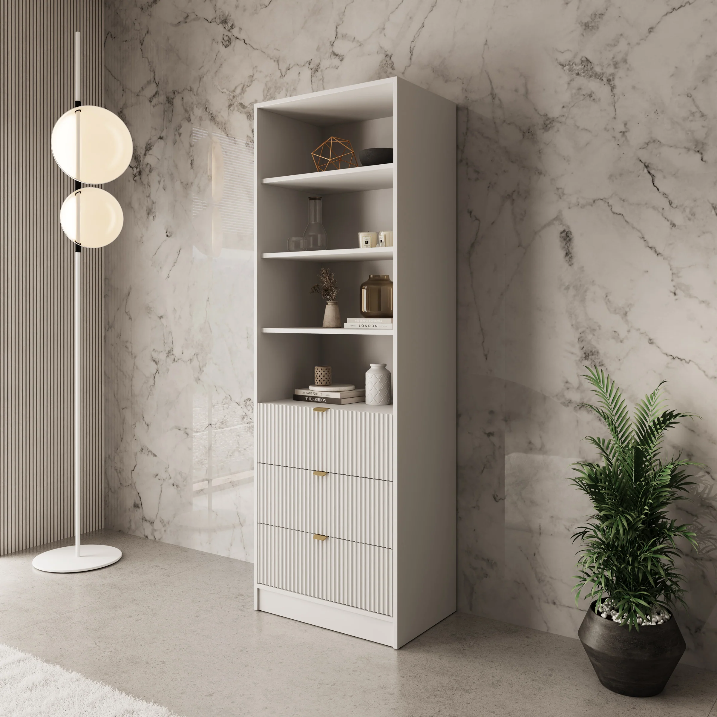 Tavares - Boekenkast - Wit - 60x40x180 cm