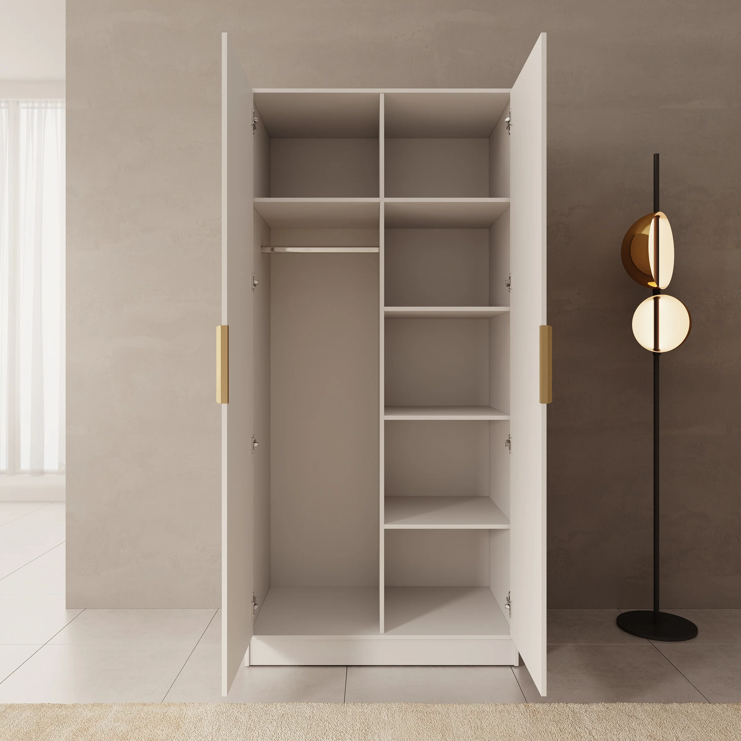 Tavares - Kledingkast met 2 deuren - Wit - 102x60x216 cm - Image 2