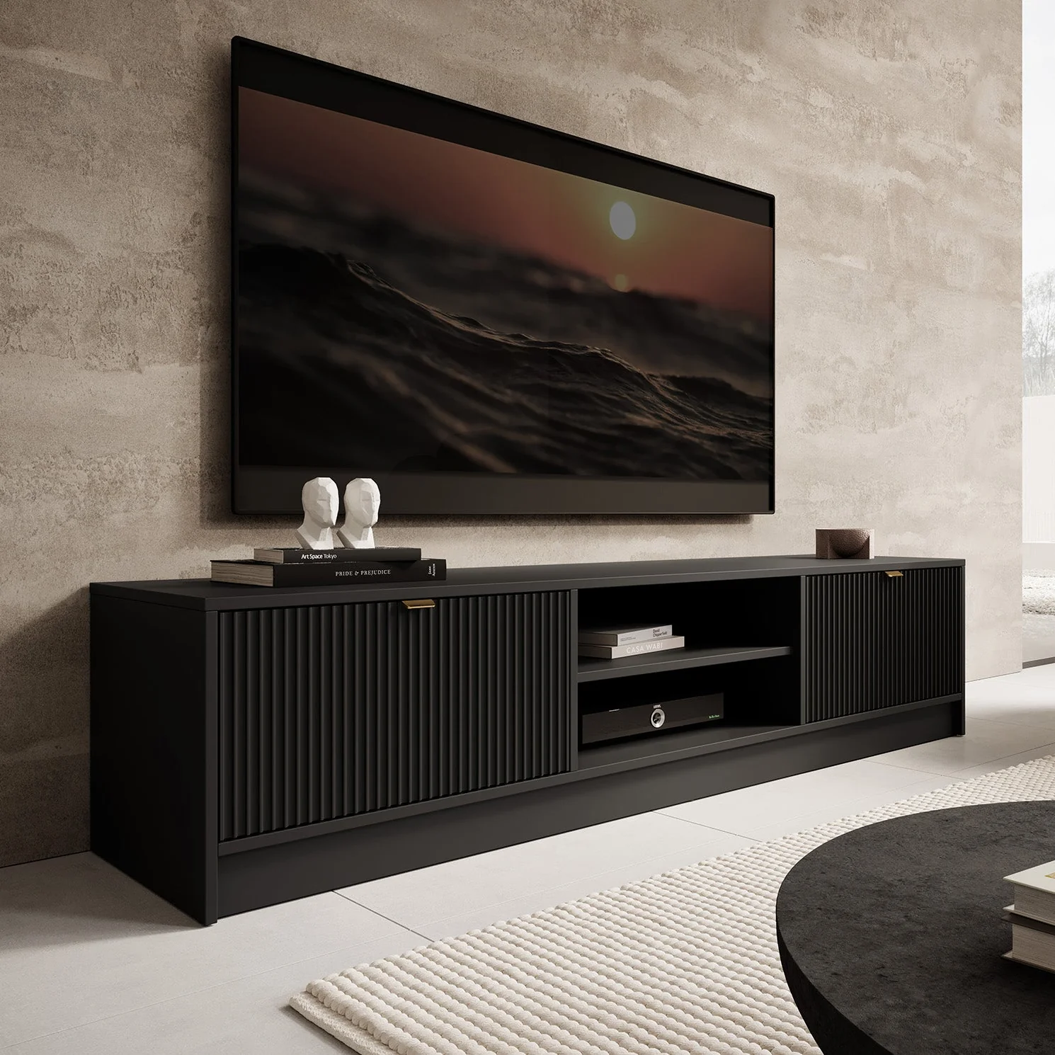 Tavares - TV-Meubel - Zwart  - 180 cm