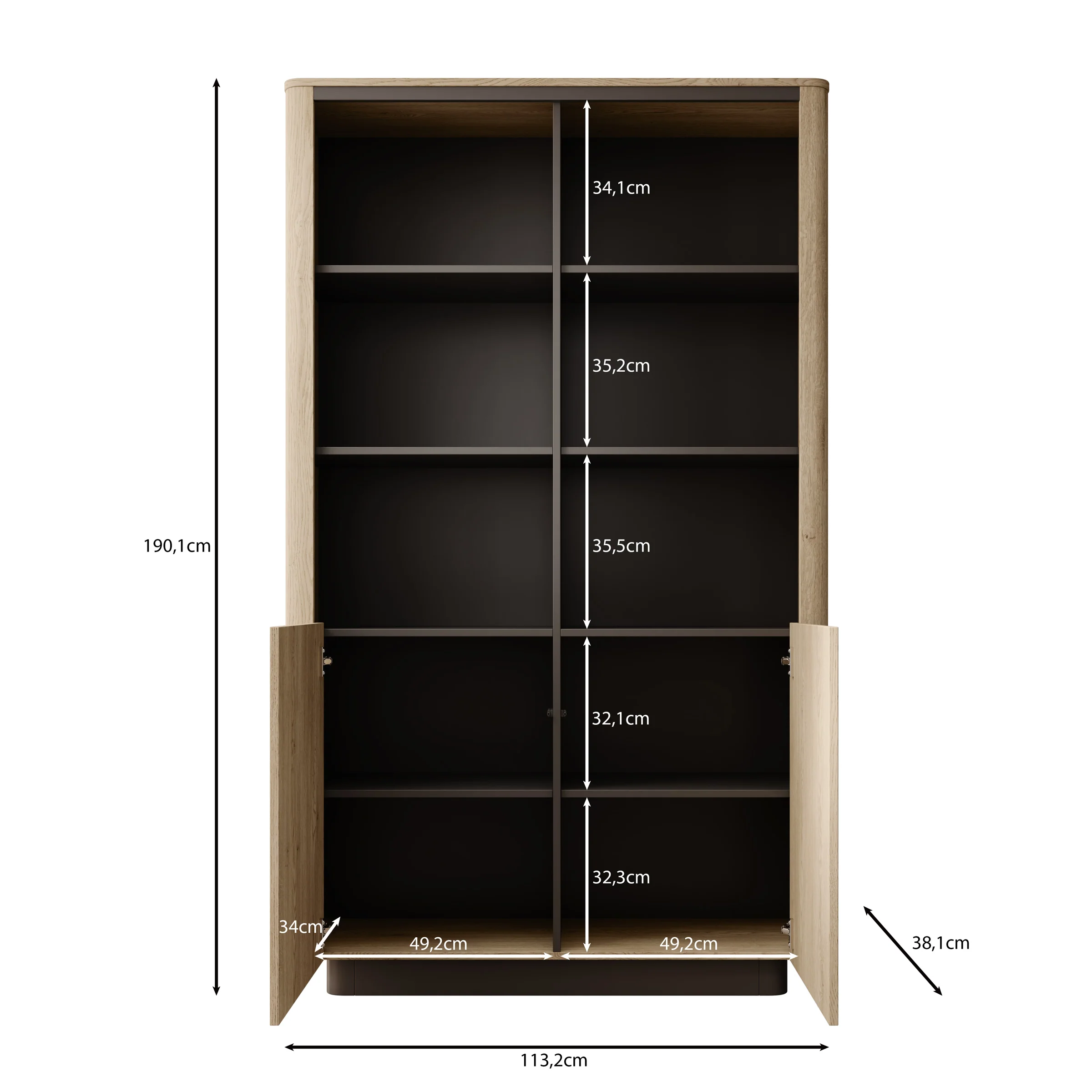 Taywan - Boekenkast - Eiken - 113x38x190 cm - Image 5