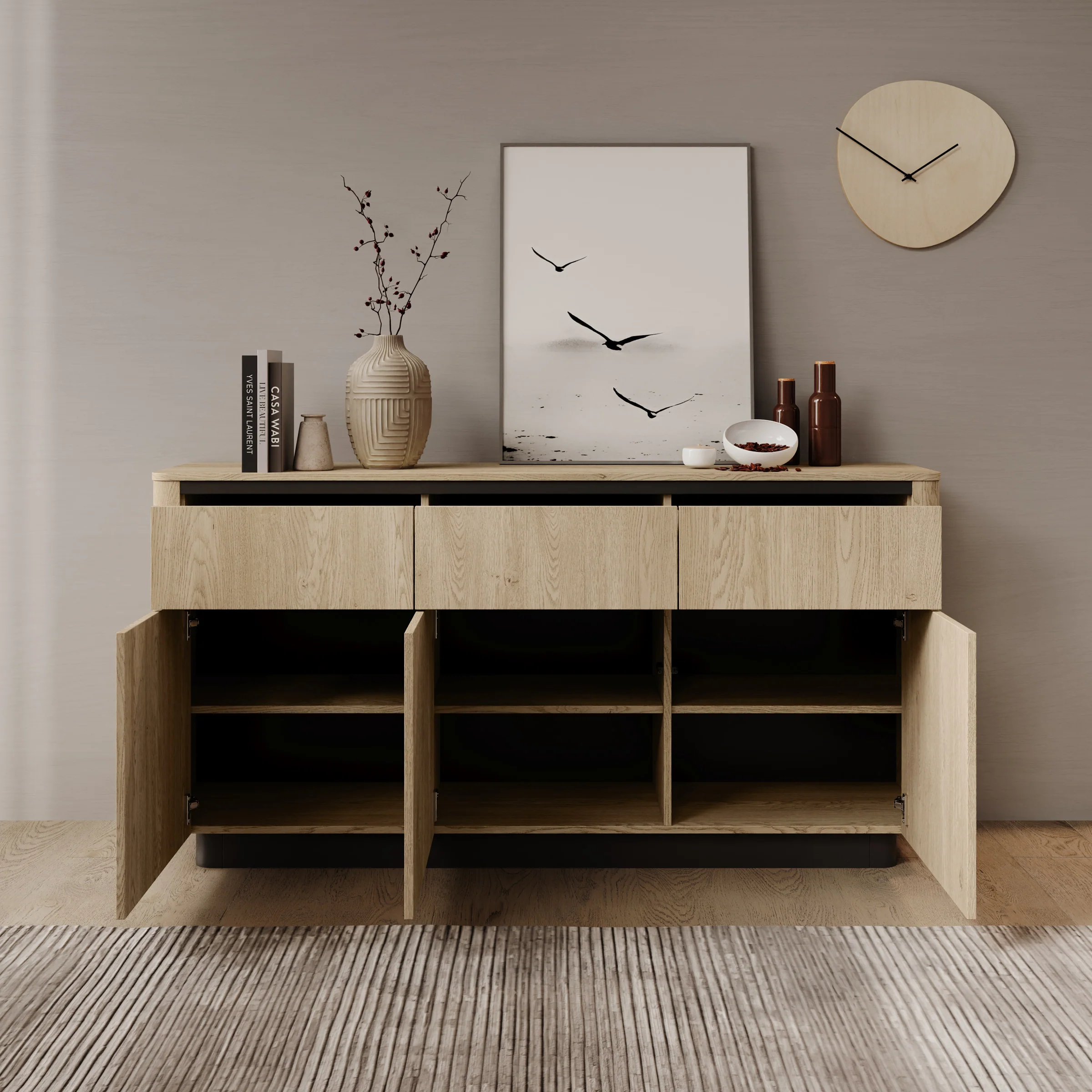 Taywan - Dressoir - Eiken - 163x38x83 cm - Image 2