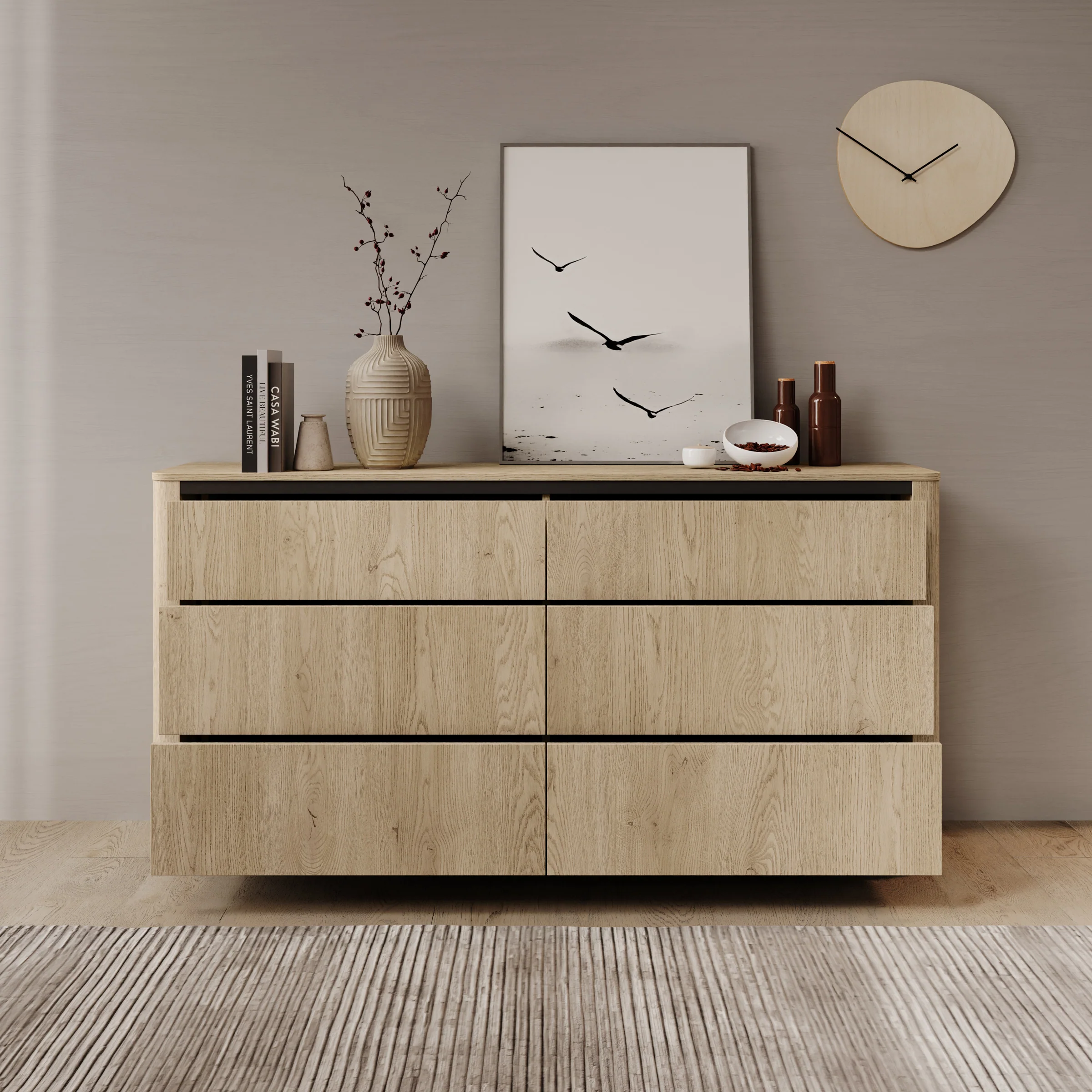 Taywan - Ladekast met 6 lades - Eiken - 163x38x83 cm - Image 2