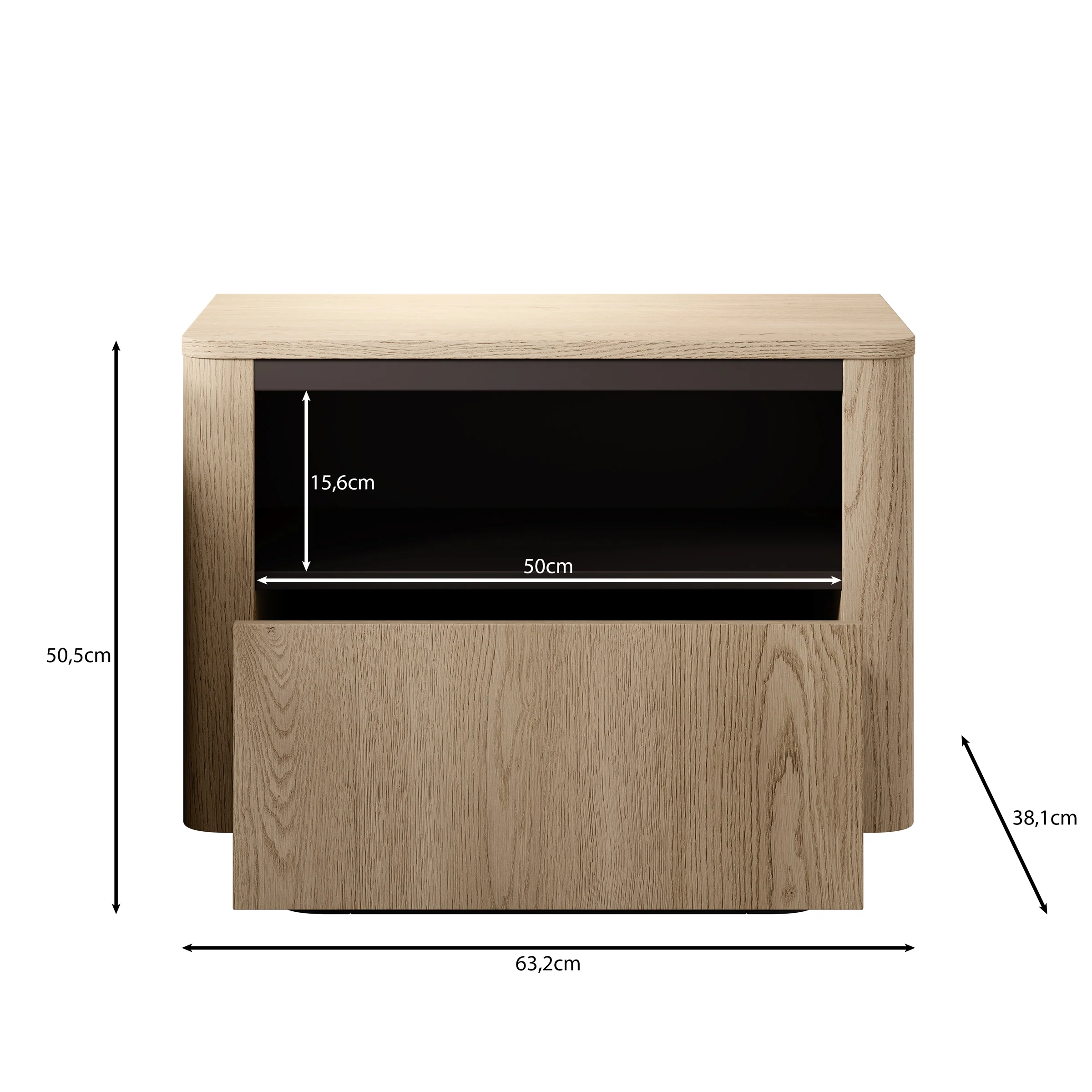 Taywan - Nachtkastje - Eiken - 63x38x51 cm - Image 5