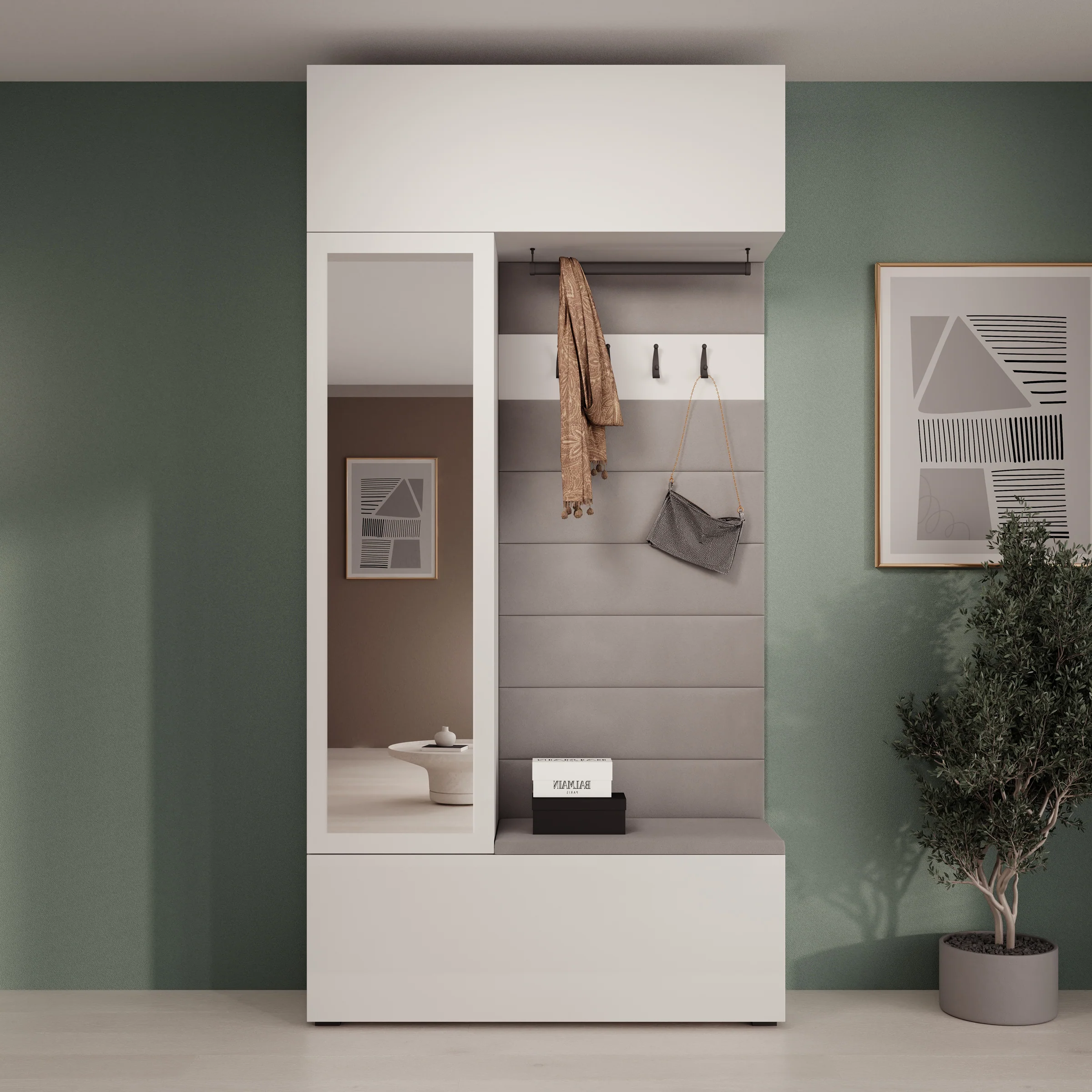 Telora - Halkast met deur - Wit - 115x38x232 cm - Image 3