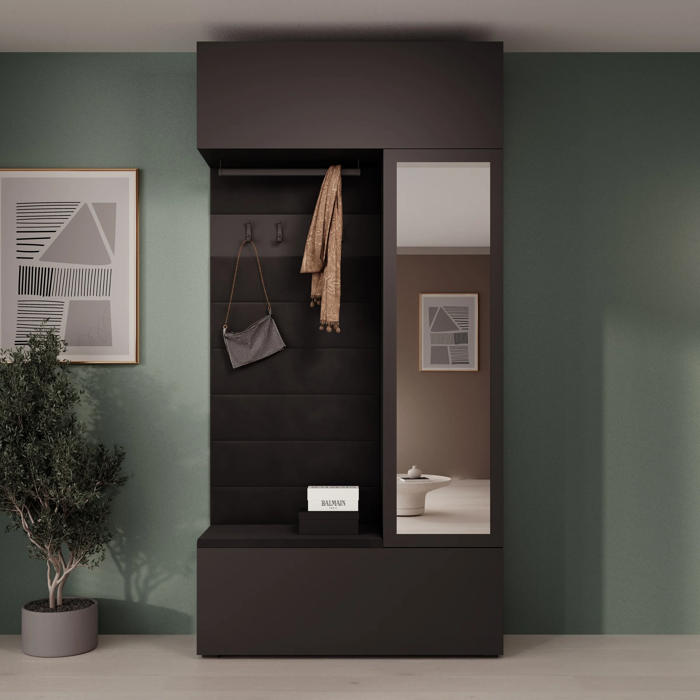 Telora - Halkast met deur - Zwart - 115x38x232 cm - Image 4