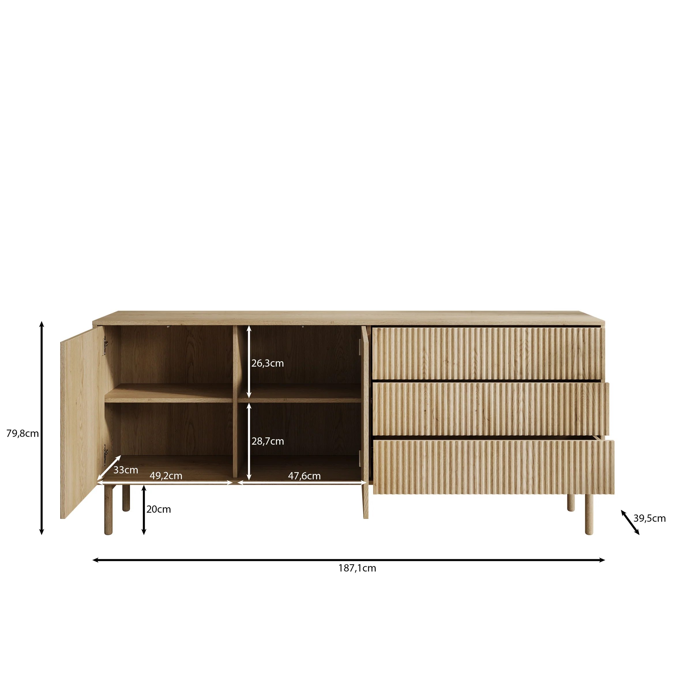 Tenerife - Dressoir - Eiken - 187x40x80 cm - Image 5