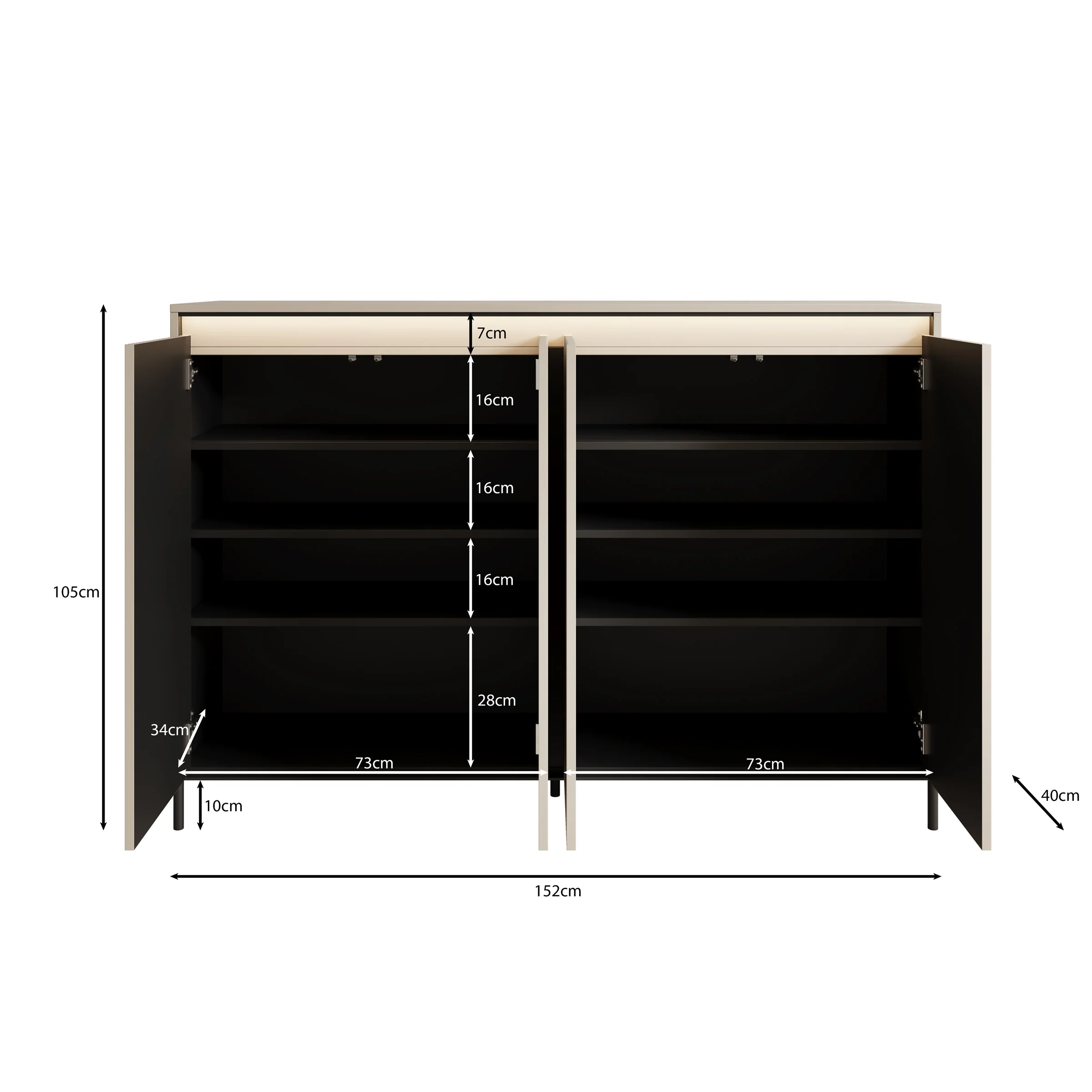 Timoteo - Dressoir - Beige - 152x40x105 cm - Image 5