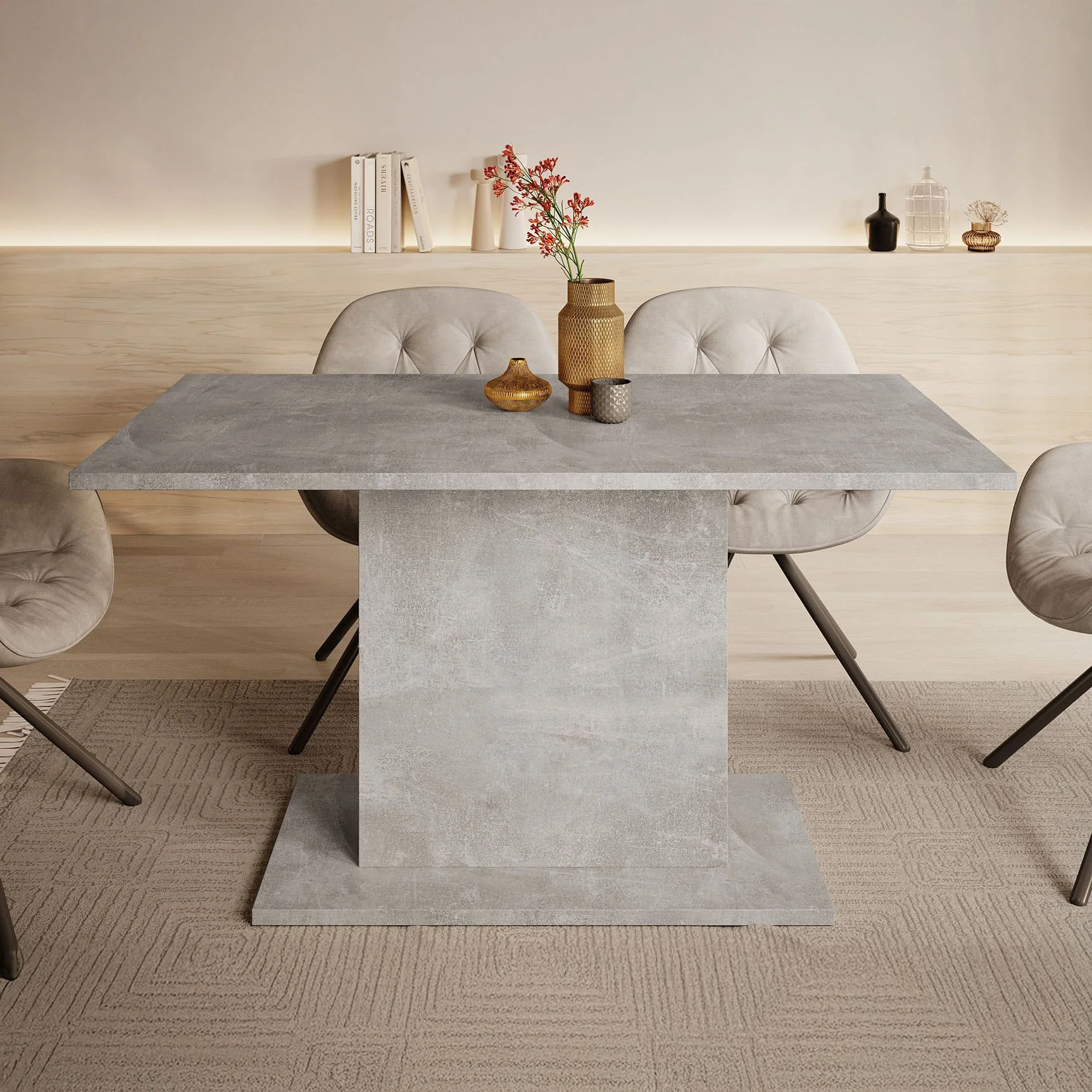 Tova - Eetkamertafel - Grijs/betonlook - 138x80x69 cm - Image 2