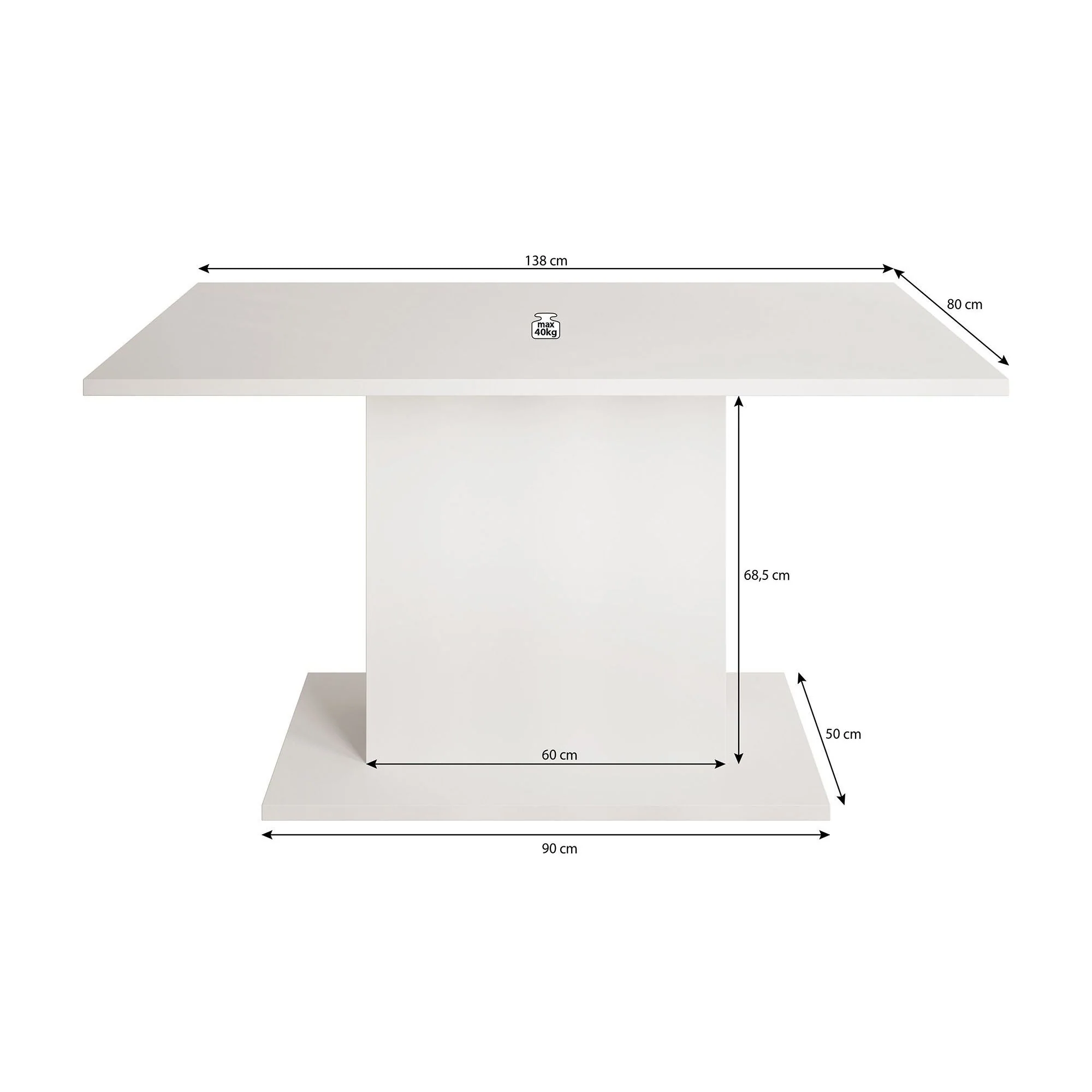 Tova - Eetkamertafel - Wit/grijs betonlook - 138x80x69 cm - Image 3