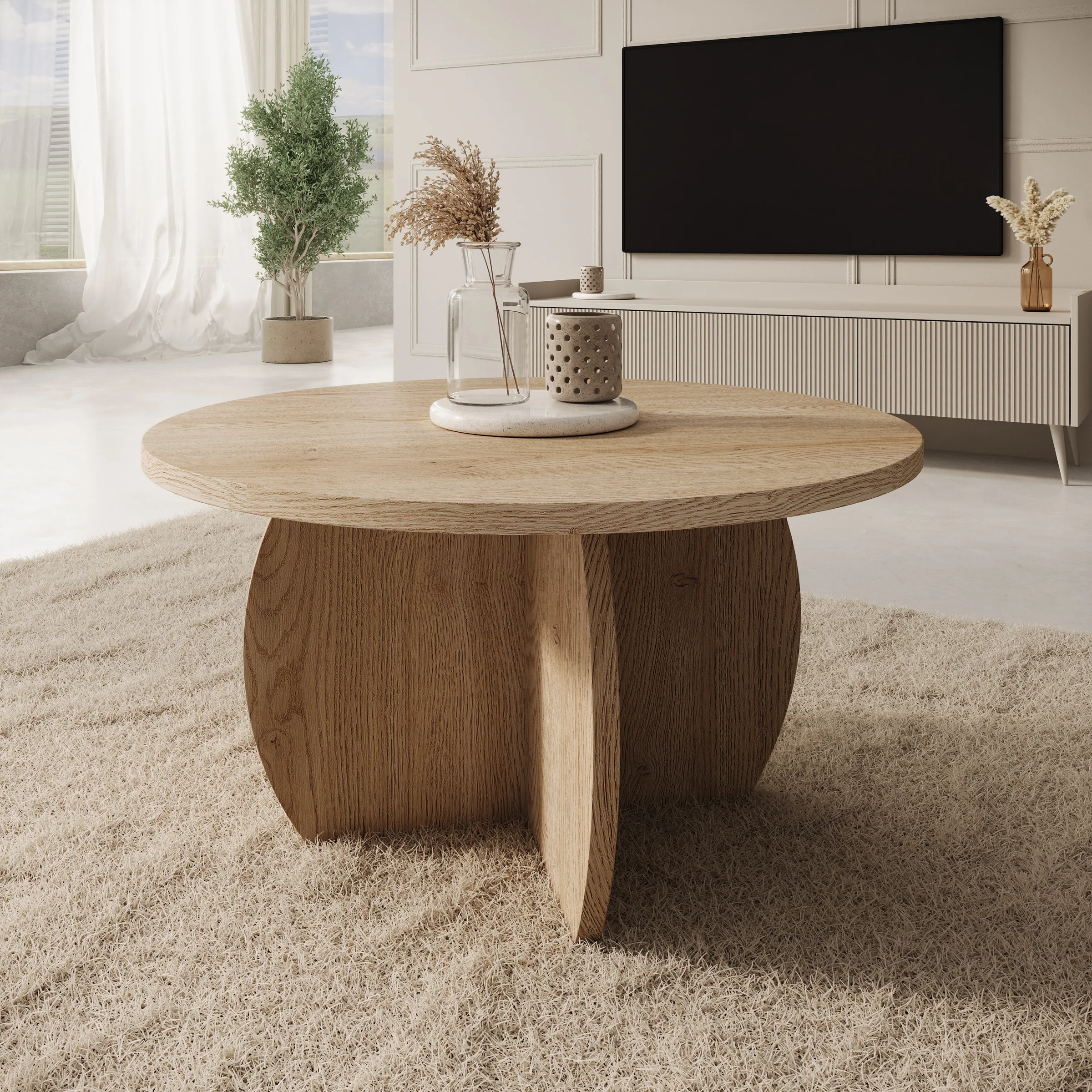 Trada - Salontafel - Licht eikenpatroon - 74x74x40 cm