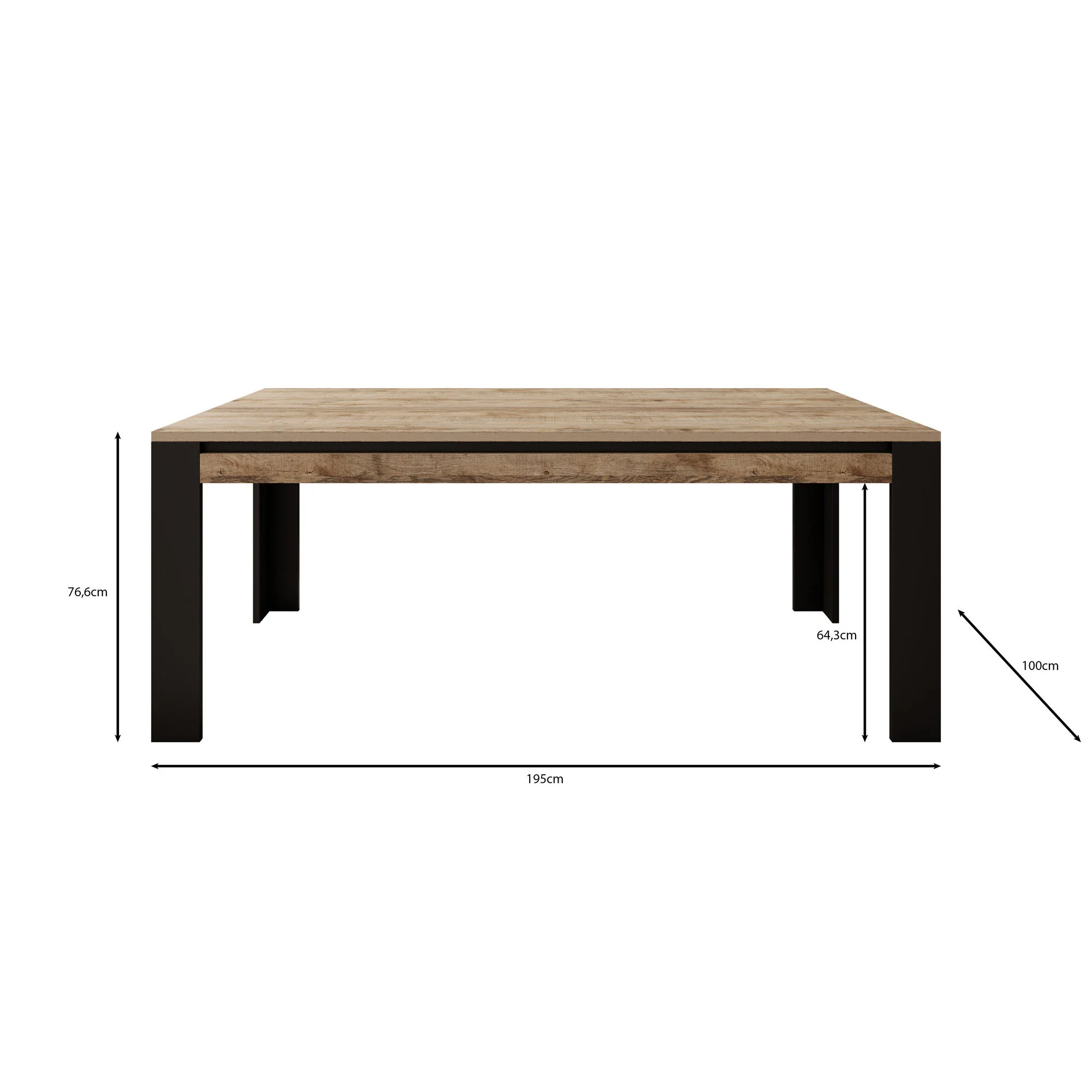 Trinidad - Eetkamertafel - Eikenlook - 195x100x77 cm - Image 3