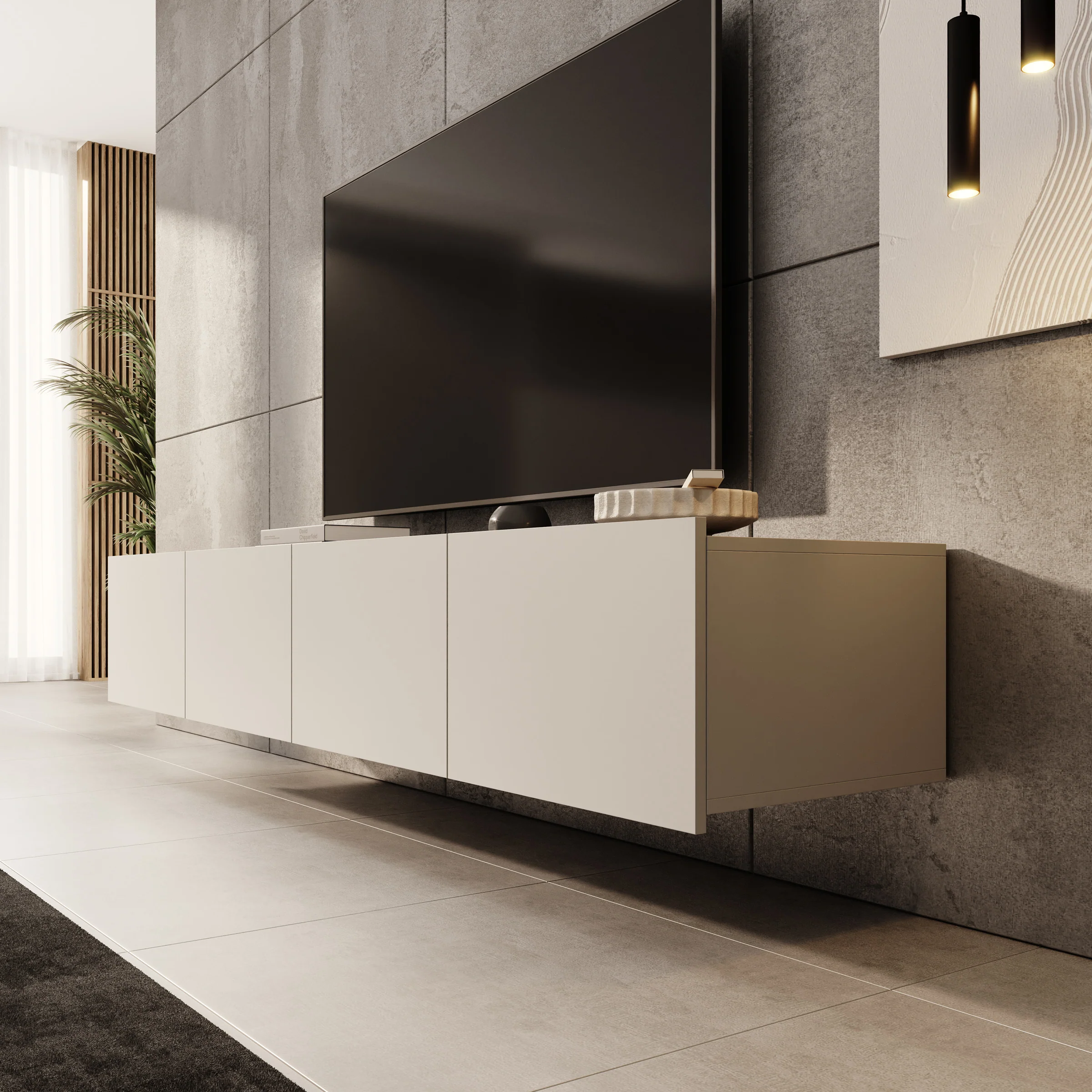 Calabas - TV-Meubel - Beige - 200x43x37 cm - Image 7
