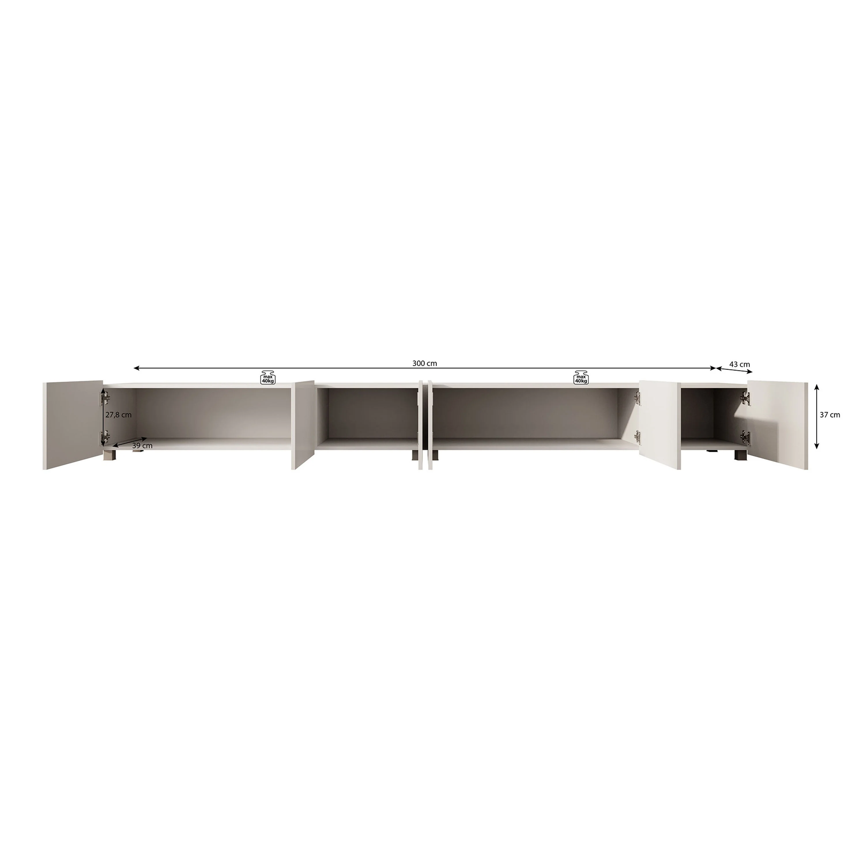 Calabas - TV-Meubel - Beige - 300x43x37 cm - Image 11