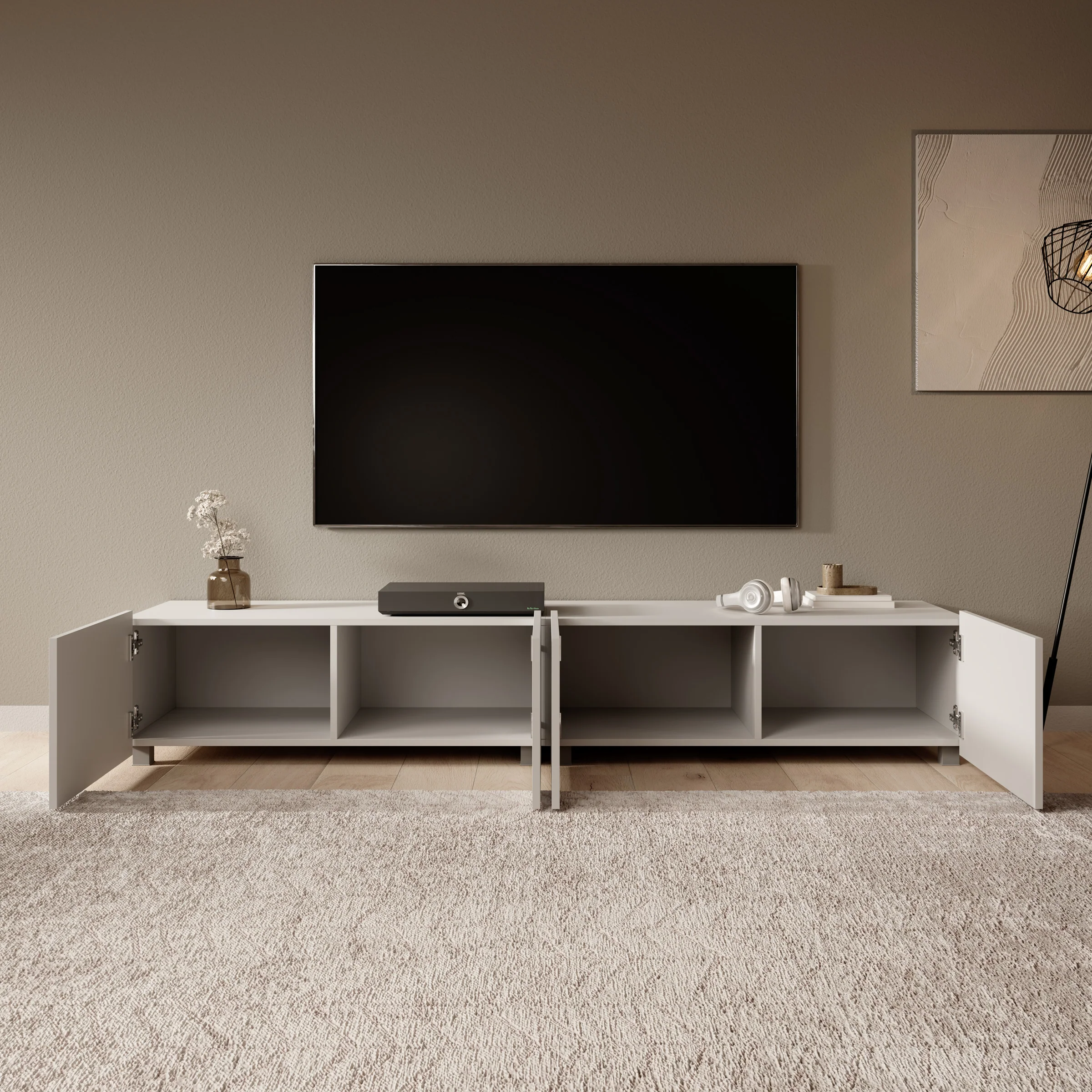 Calgary - TV-Meubel met 4 deuren - Beige - 200x43x37 cm - Image 3