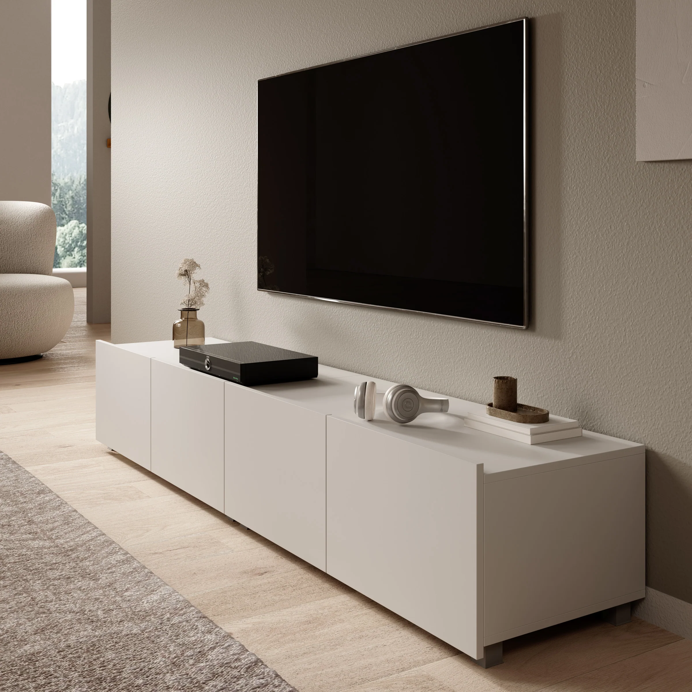 Calgary - TV-Meubel met 4 deuren - Beige - 200x43x37 cm - Image 7