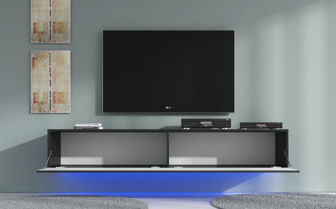 Dario - TV-Meubel met verlichting - Zwart - 180 cm - Image 2