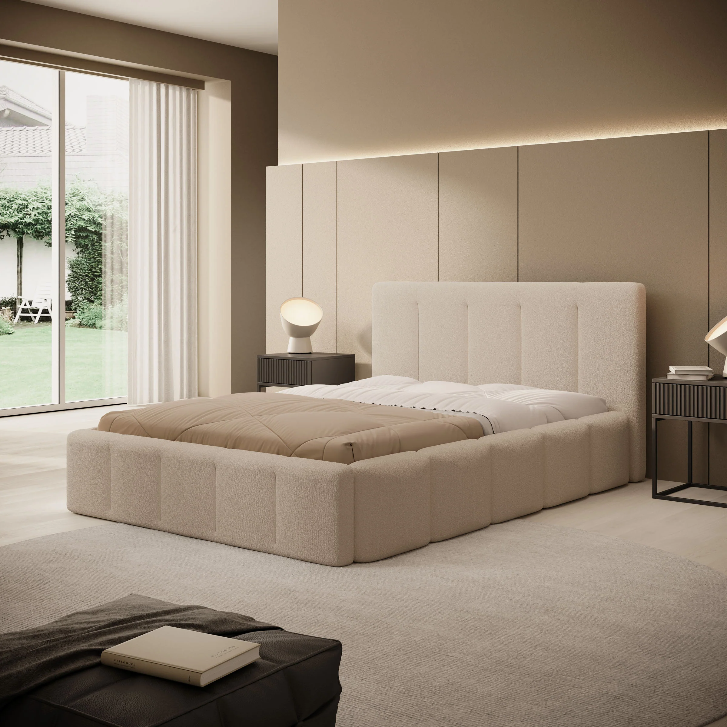 Excalibur - Tweepersoonsbed - Teddystof beige - 140x200 cm