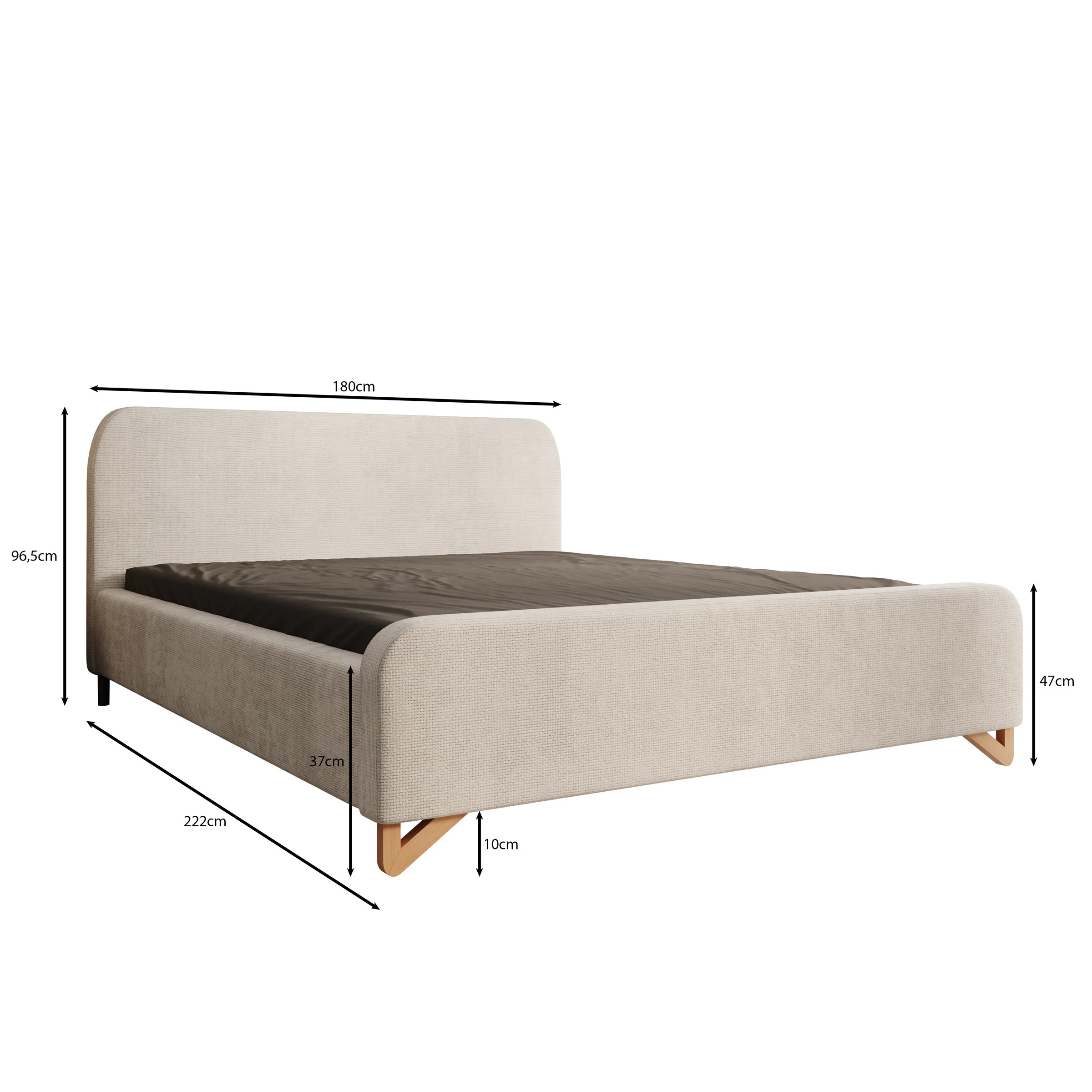 Fortaleza - Tweepersoonsbed - Stof beige - 160x200 cm - Image 3