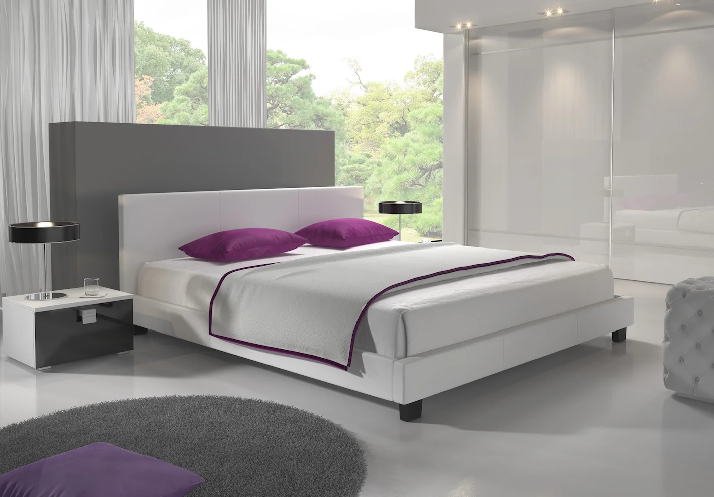 George - Tweepersoonsbed - Kunstleer wit - 160x200 cm