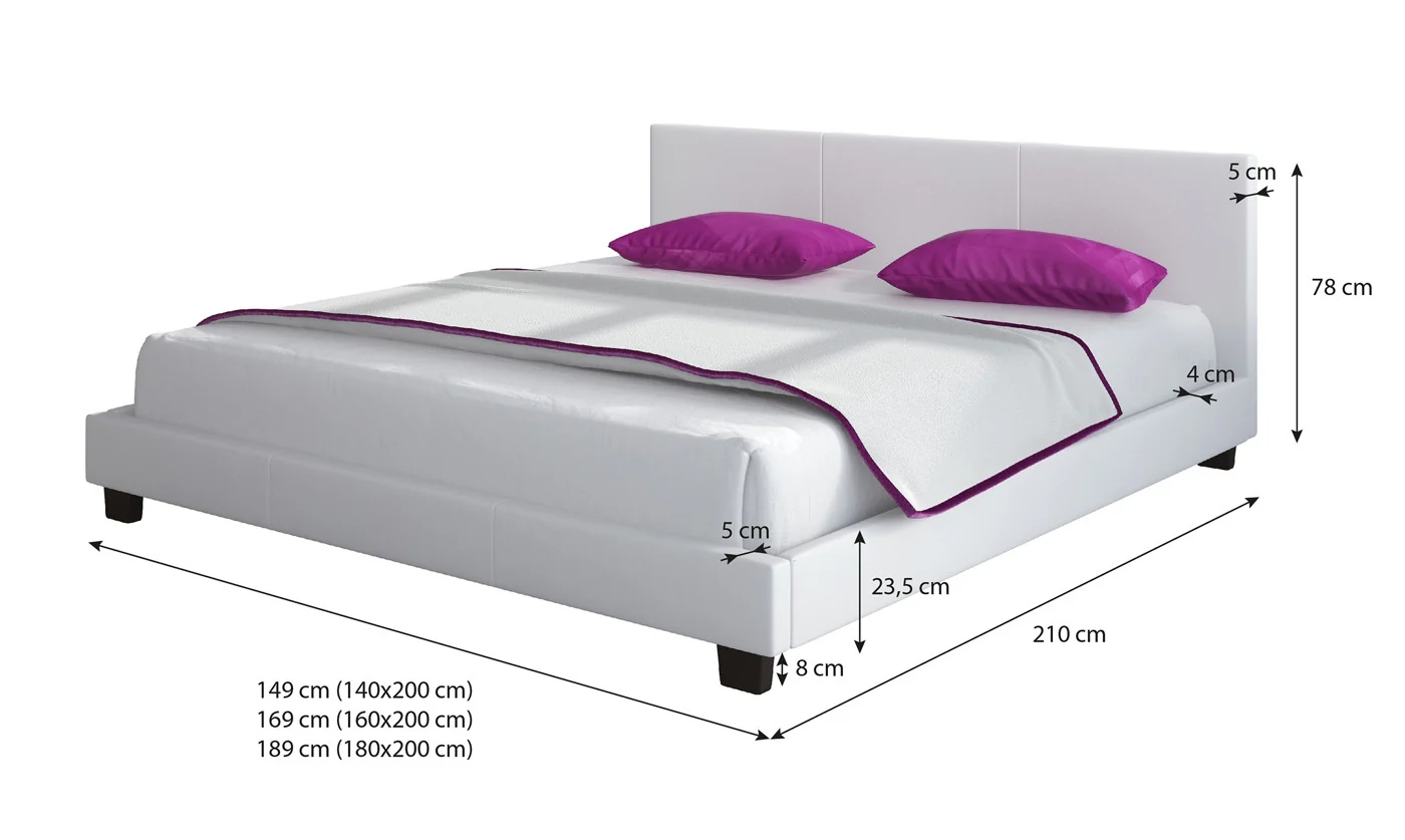 George - Tweepersoonsbed - Kunstleer wit - 160x200 cm - Image 4