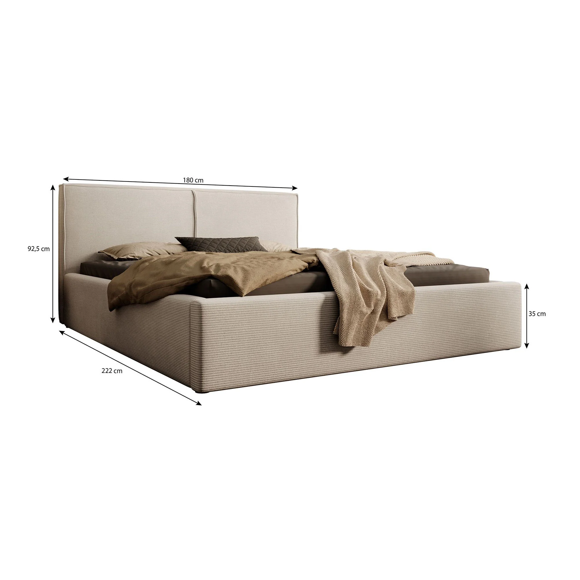 Infinity - Tweepersoonsbed - Fluffy ribstof beige - 160x200 cm - Image 4