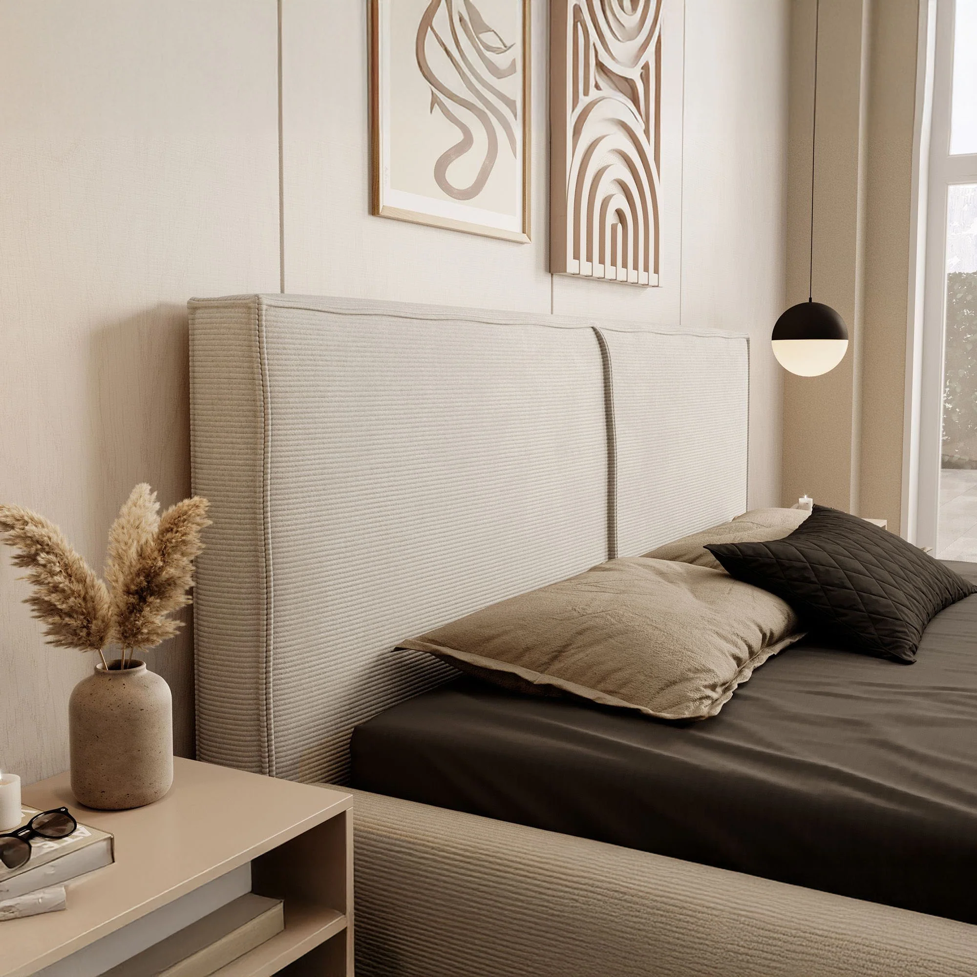 Infinity - Tweepersoonsbed - Ribstof beige - 160x200 cm - Image 3