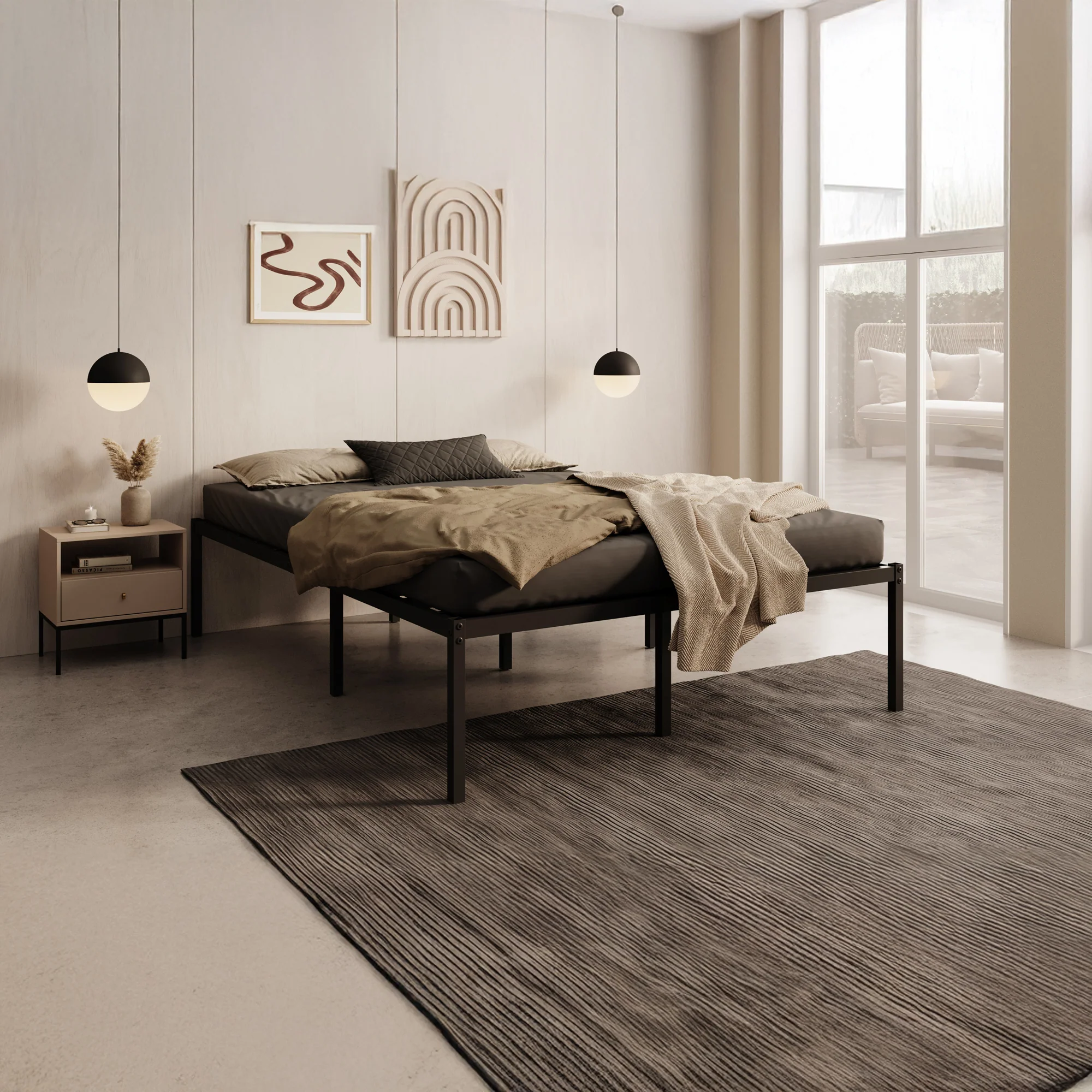 Justin - Tweepersoonsbed - Metaal zwart - 140x200 cm